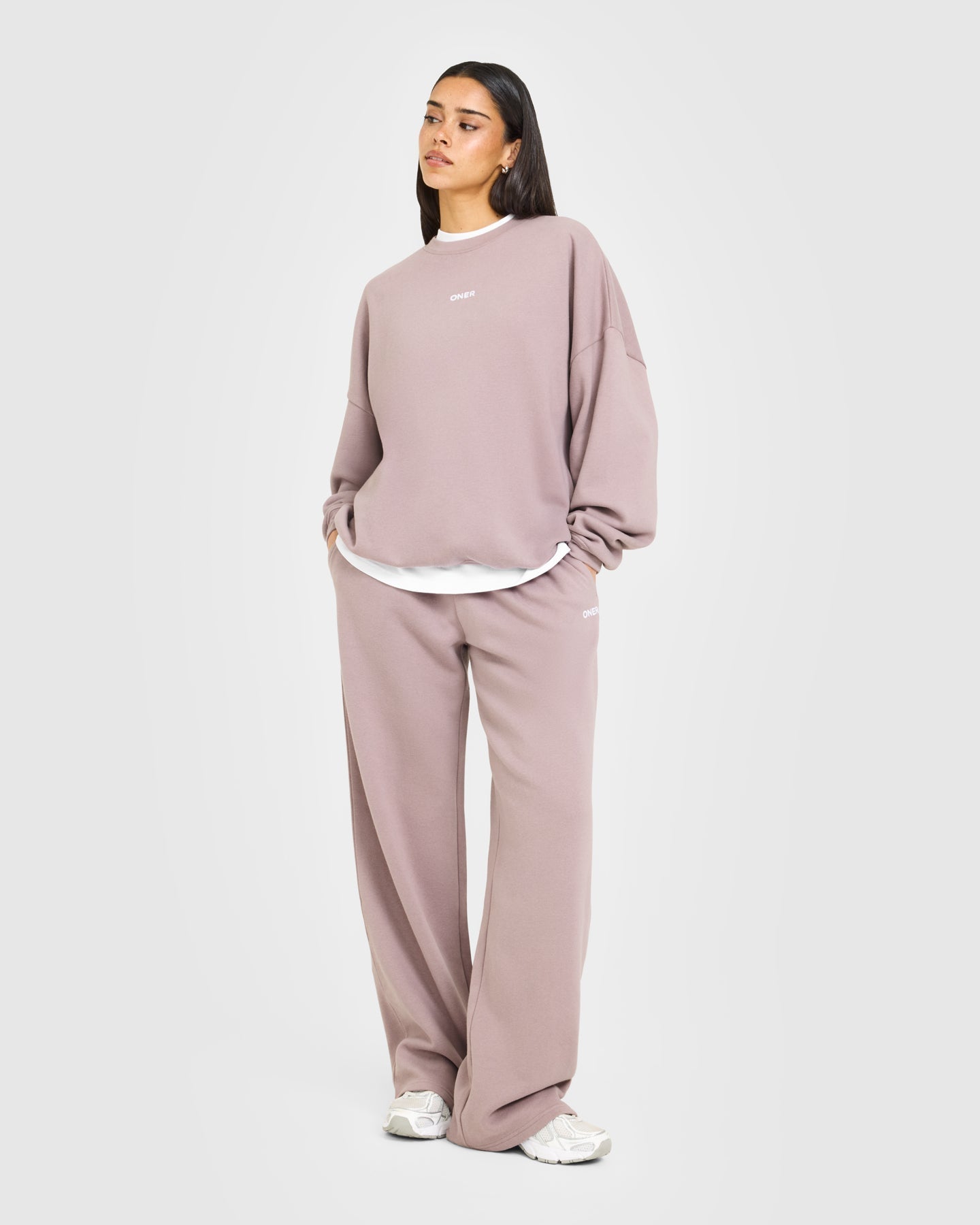 Mid Weight Relaxed Straight Leg Joggers | Dusty Purple - Image 3