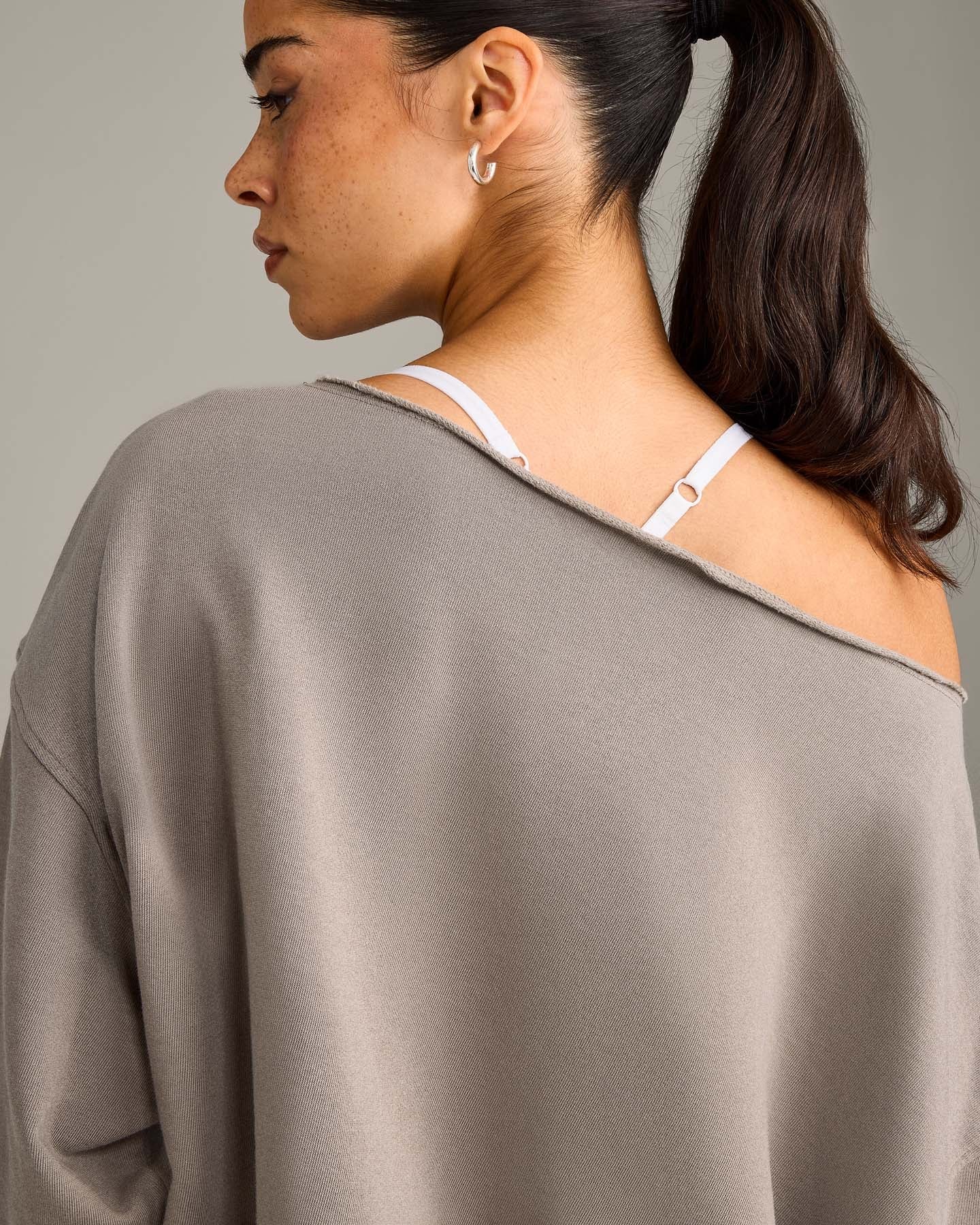 Raw Cut Lounge Off-The-Shoulder Sweatshirt | Washed Minky - Image 4