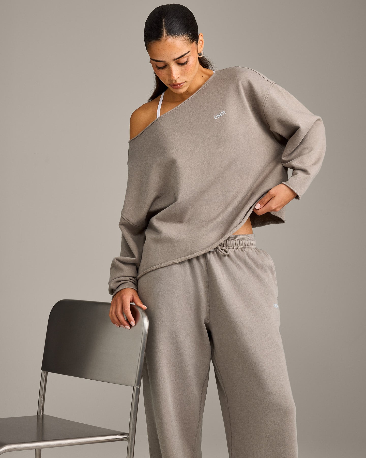 Raw Cut Lounge Off-The-Shoulder Sweatshirt | Washed Minky - Image 5
