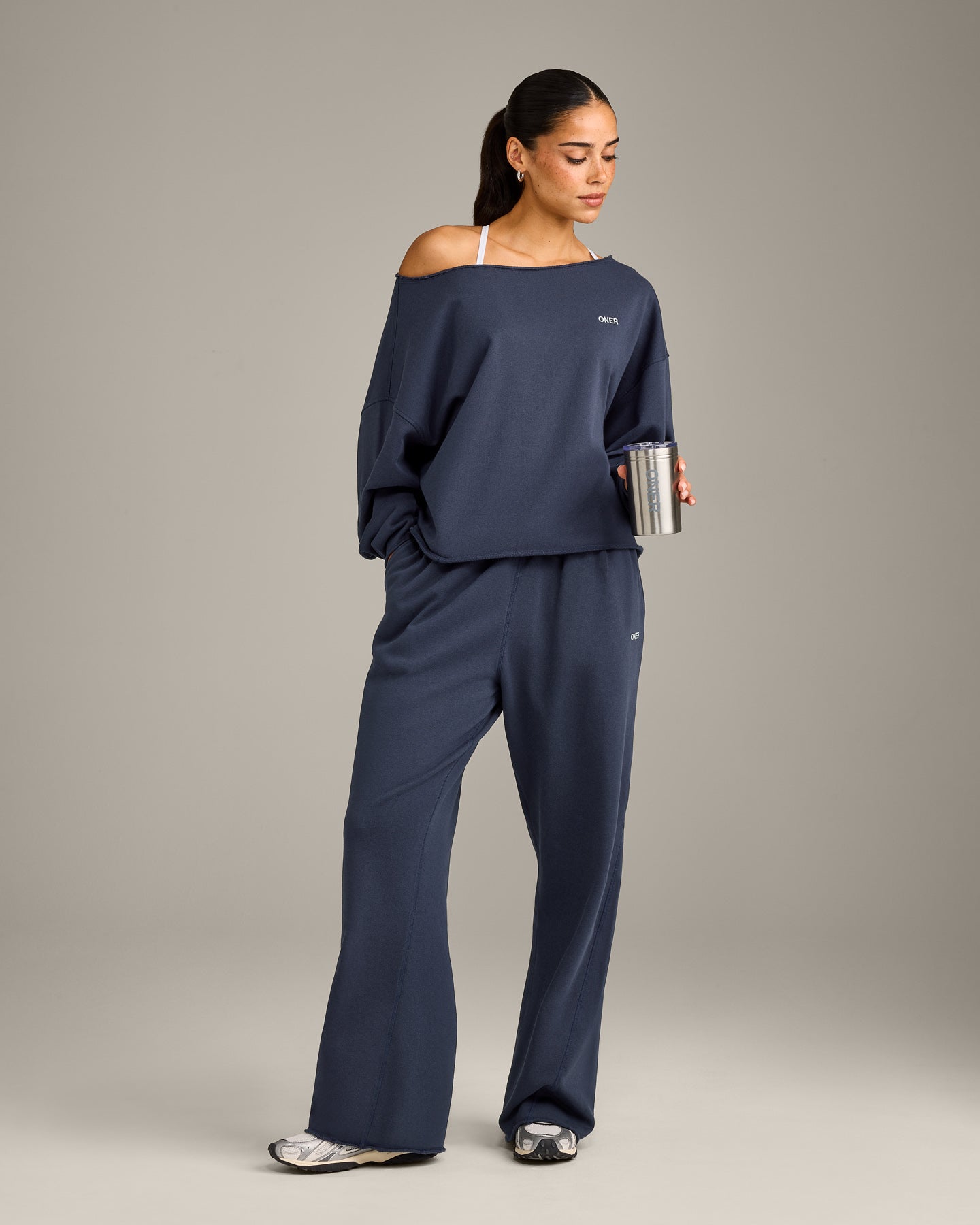 Raw Cut Lounge Off-The-Shoulder Sweatshirt | Washed True Blue - Image 3