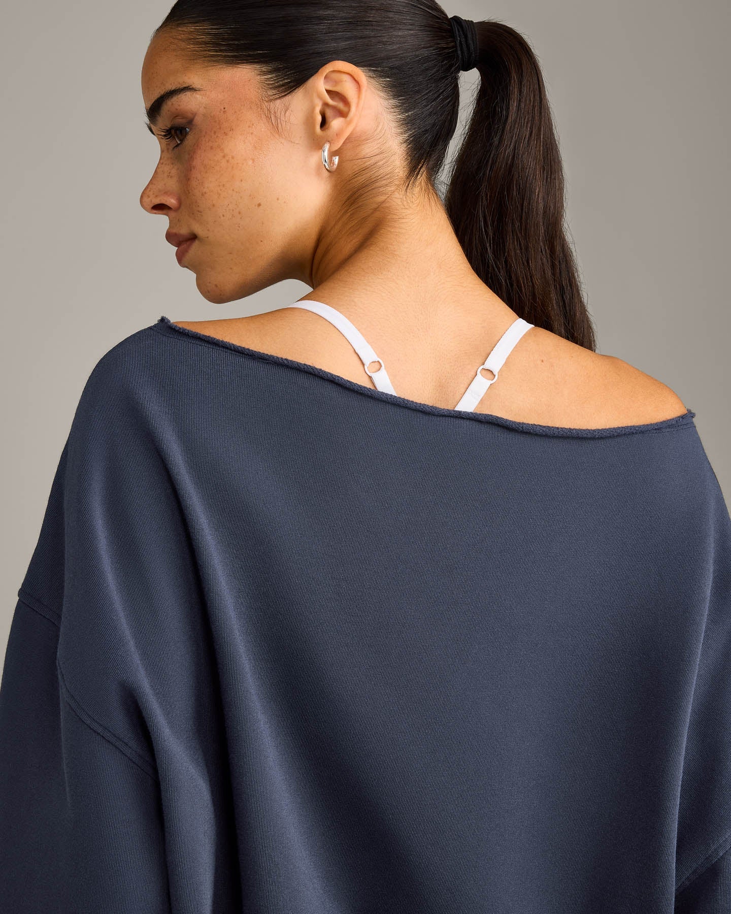 Raw Cut Lounge Off-The-Shoulder Sweatshirt | Washed True Blue - Image 4