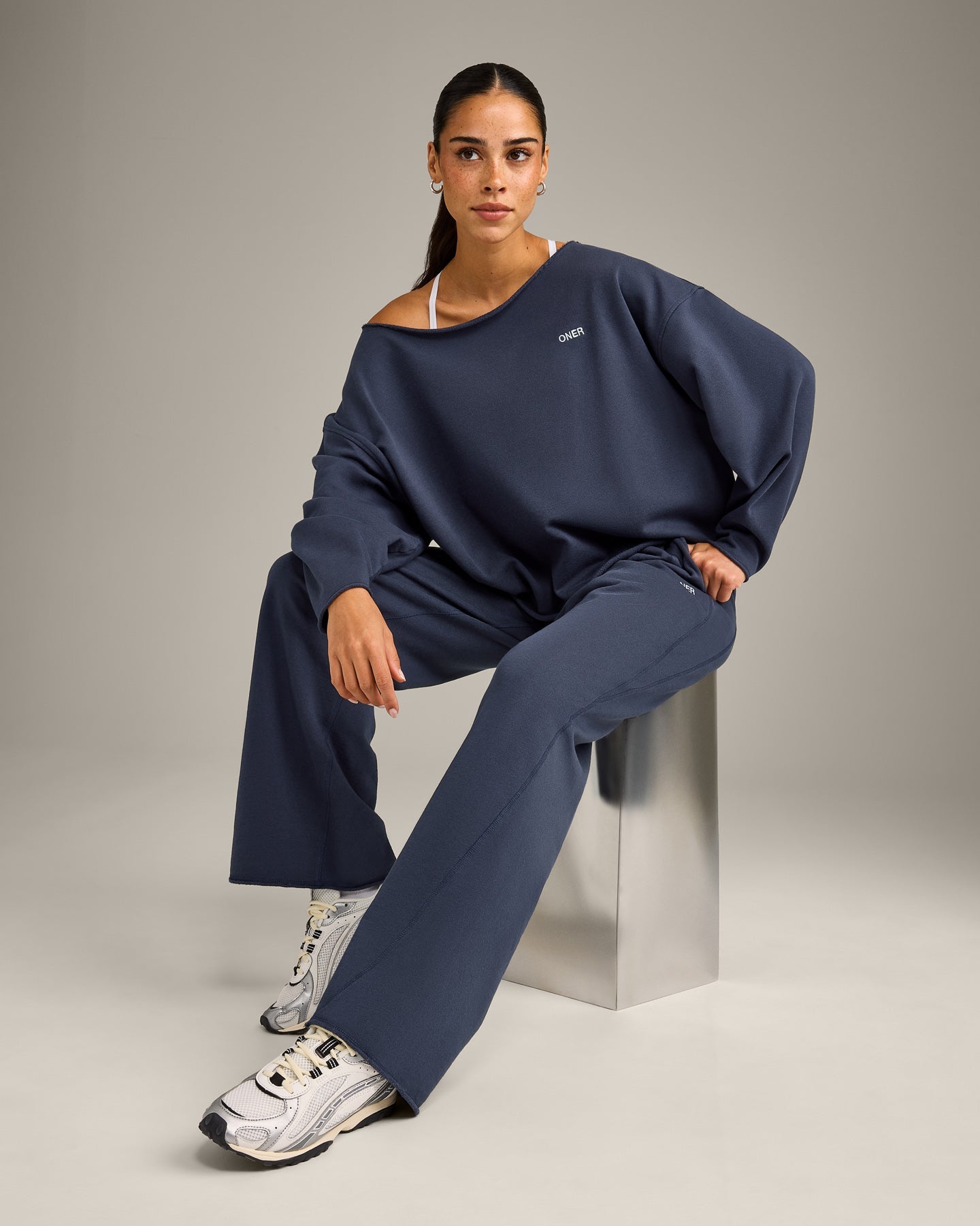 Raw Cut Lounge Off-The-Shoulder Sweatshirt | Washed True Blue - Image 6