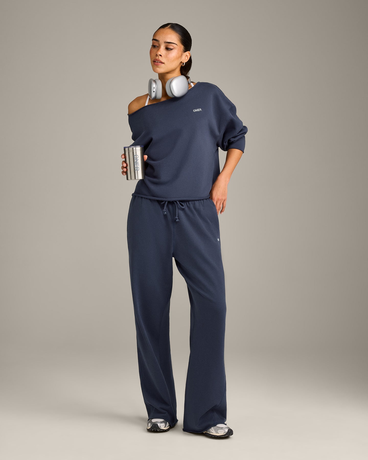 Raw Cut Lounge Wide Leg Joggers | Washed True Blue - Image 3