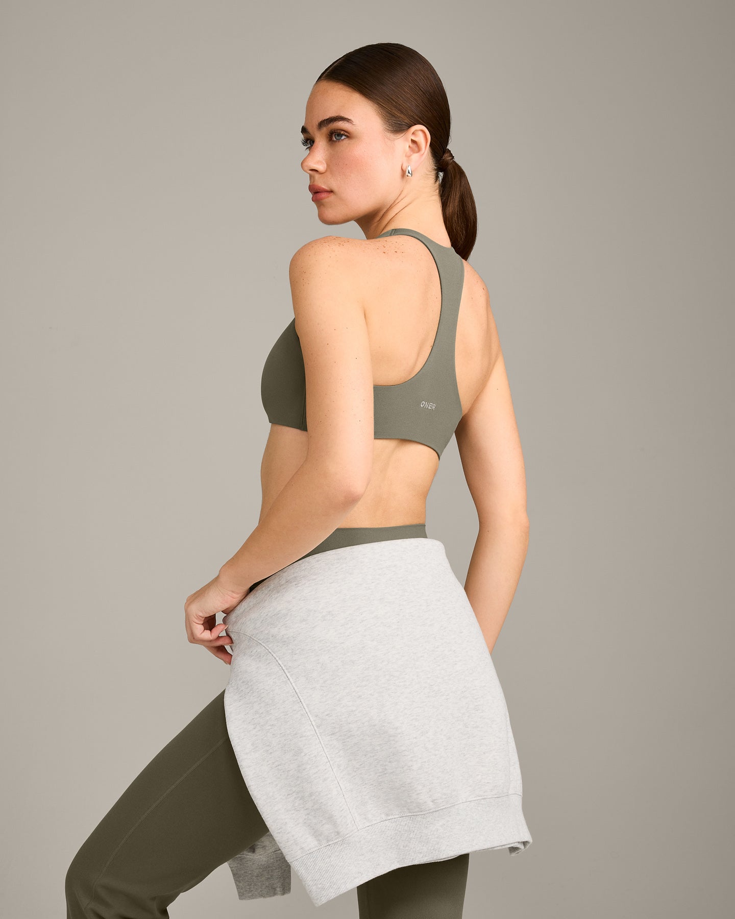 Alternative view of SoftMotion Bralette with Grey Logo | Alpine Green