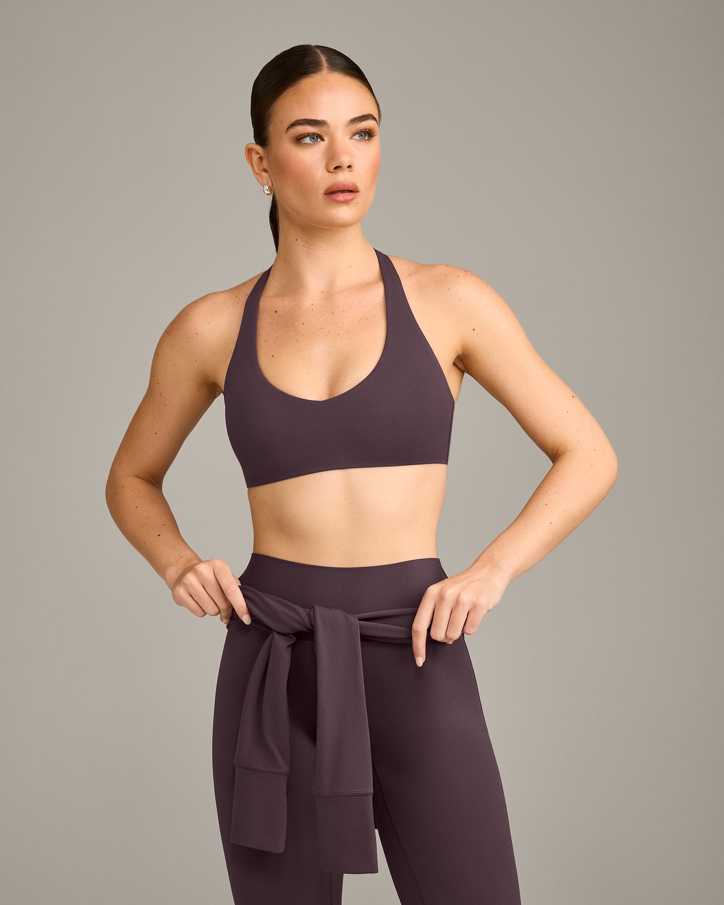SoftMotion Bralette with Grey Logo | Dark Umber Brown