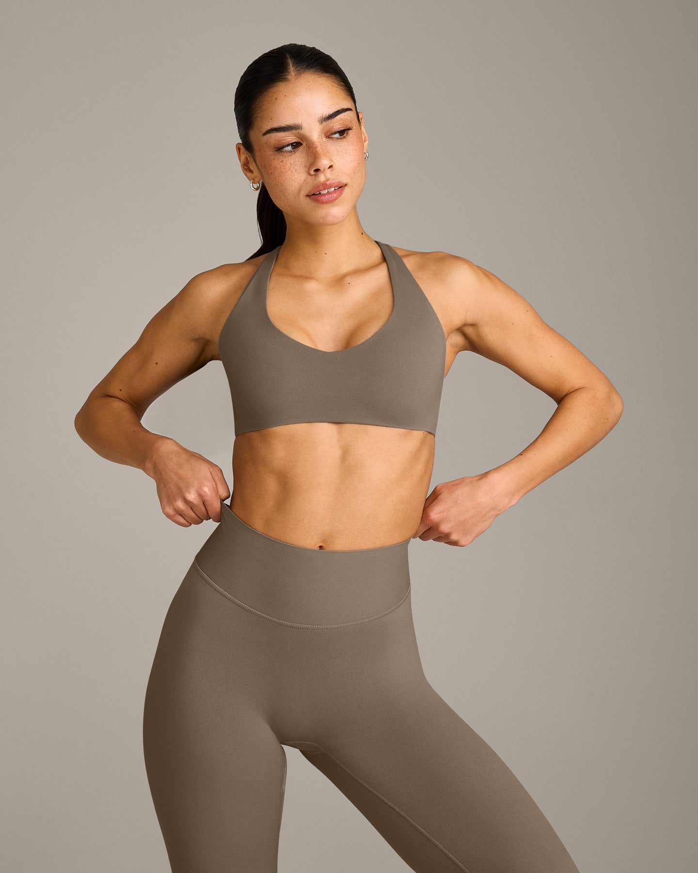 SoftMotion Bralette with Grey Logo | Moss Brown