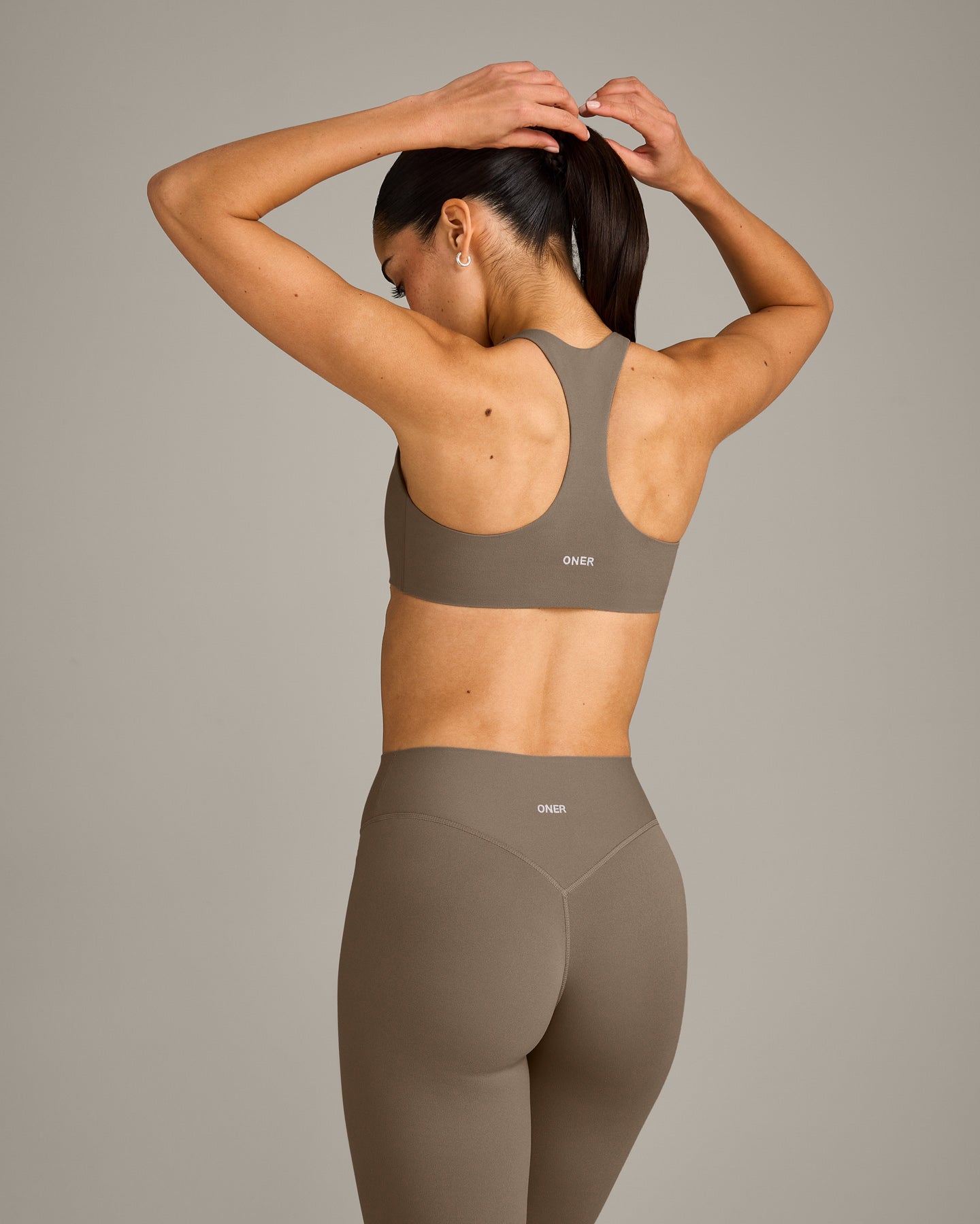 Alternative view of SoftMotion Bralette with Grey Logo | Moss Brown