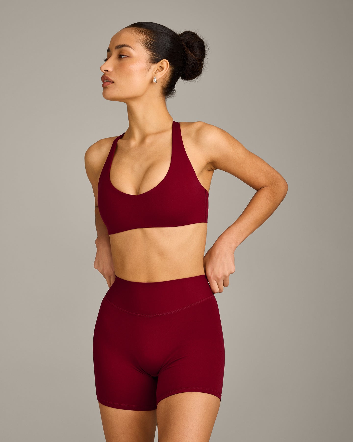 SoftMotion Bralette with Grey Logo | Ruby Red
