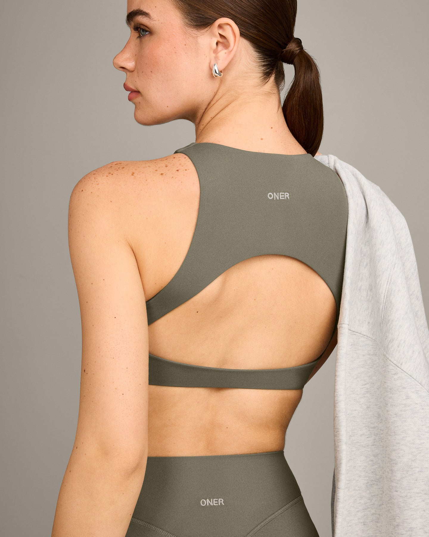SoftMotion High Neck Sports Bra with Grey Logo | Alpine Green - Image 5