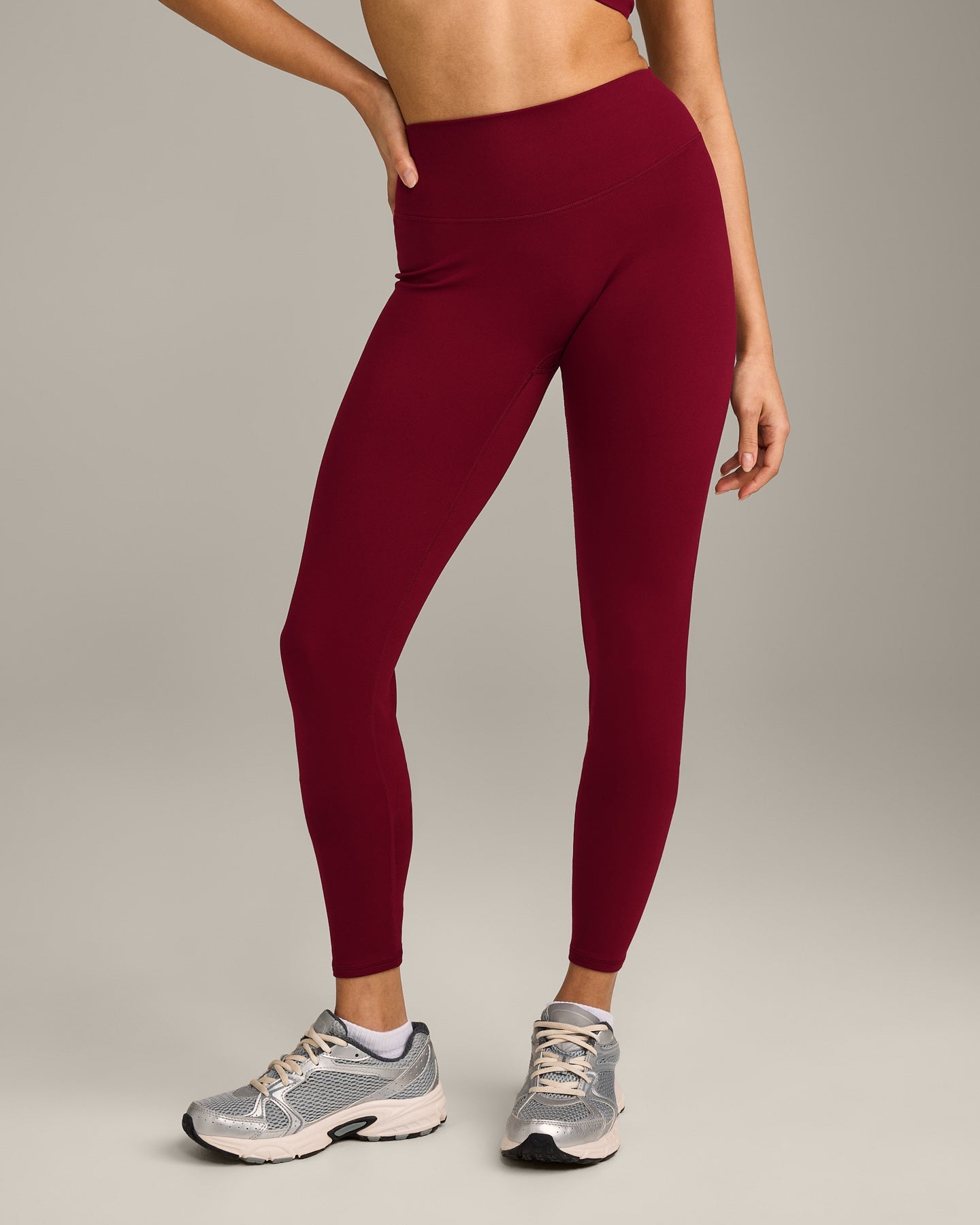Alternative view of SoftMotion High Waisted Leggings with Grey Logo | Ruby Red