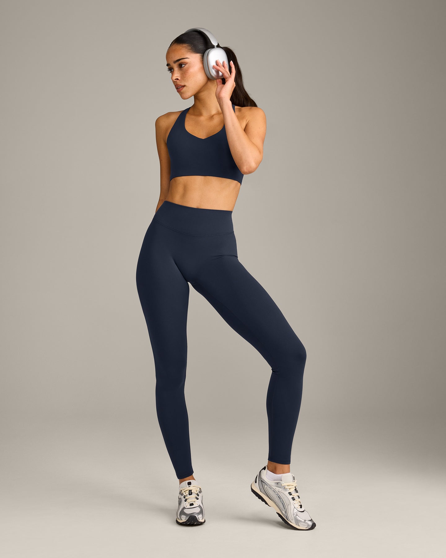 SoftMotion High Waisted Leggings with Grey Logo | True Blue - Image 3
