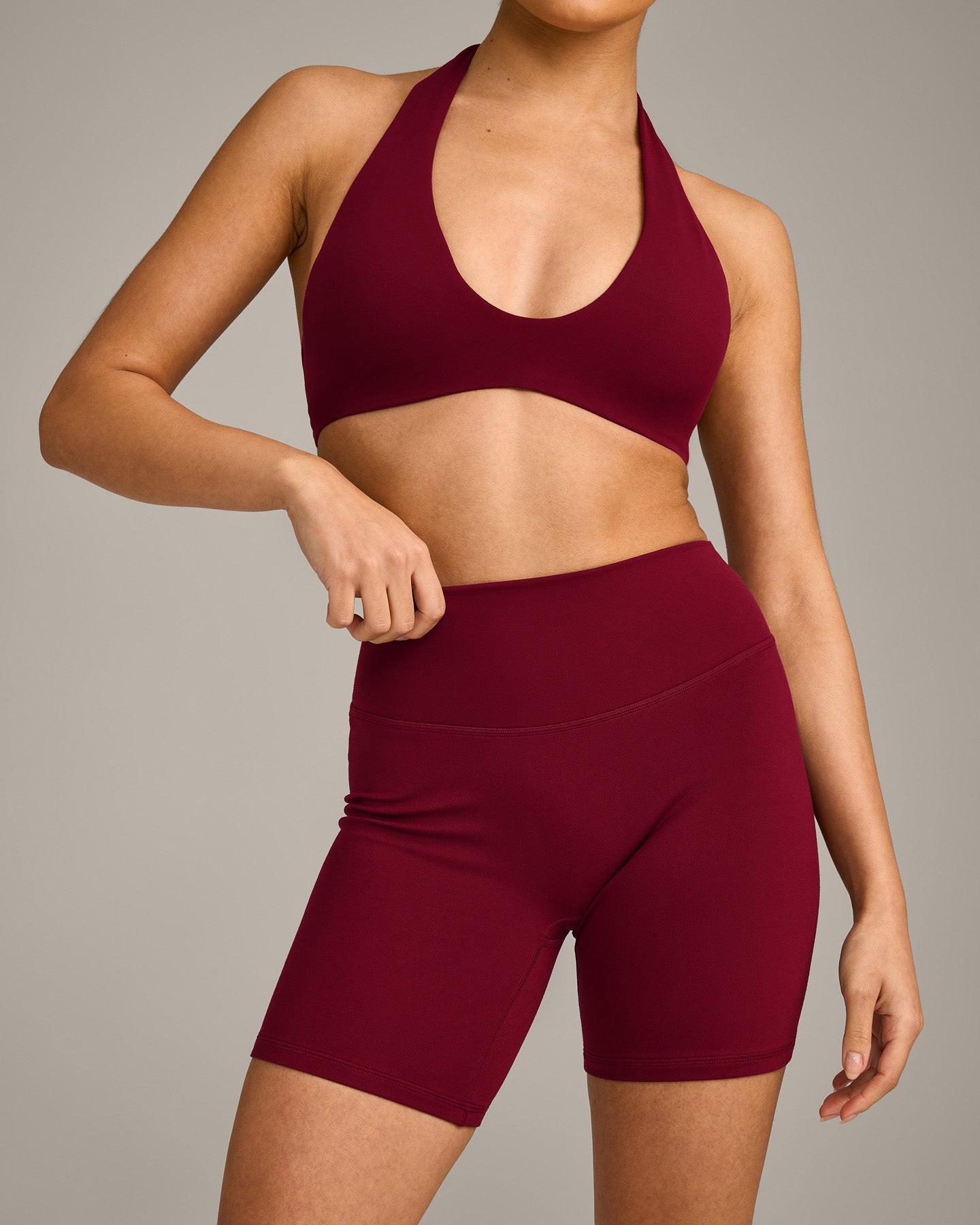 SoftMotion High Waisted Shorts 6" with Grey Logo | Ruby Red - Image 5