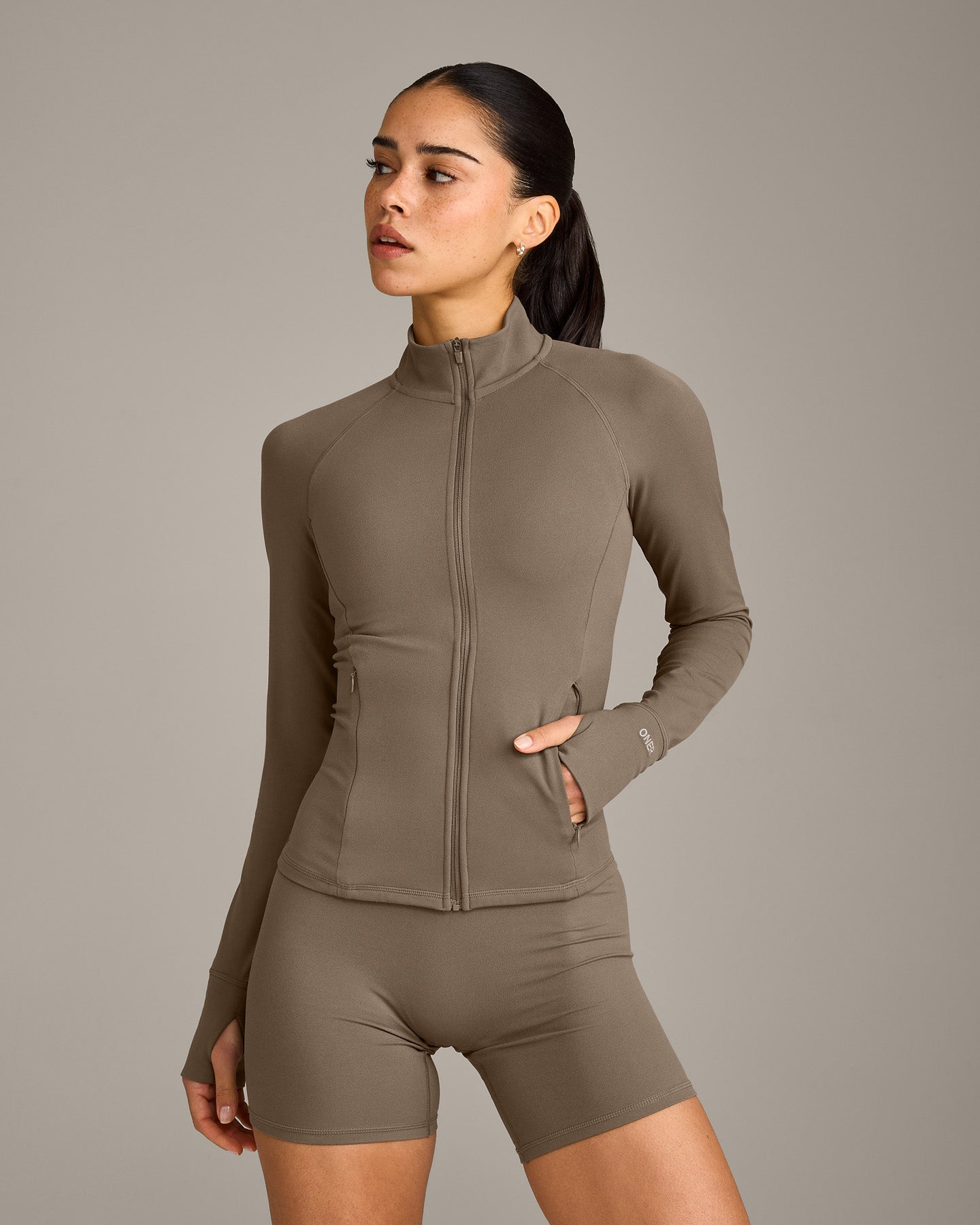 SoftMotion Jacket with Grey Logo | Moss Brown