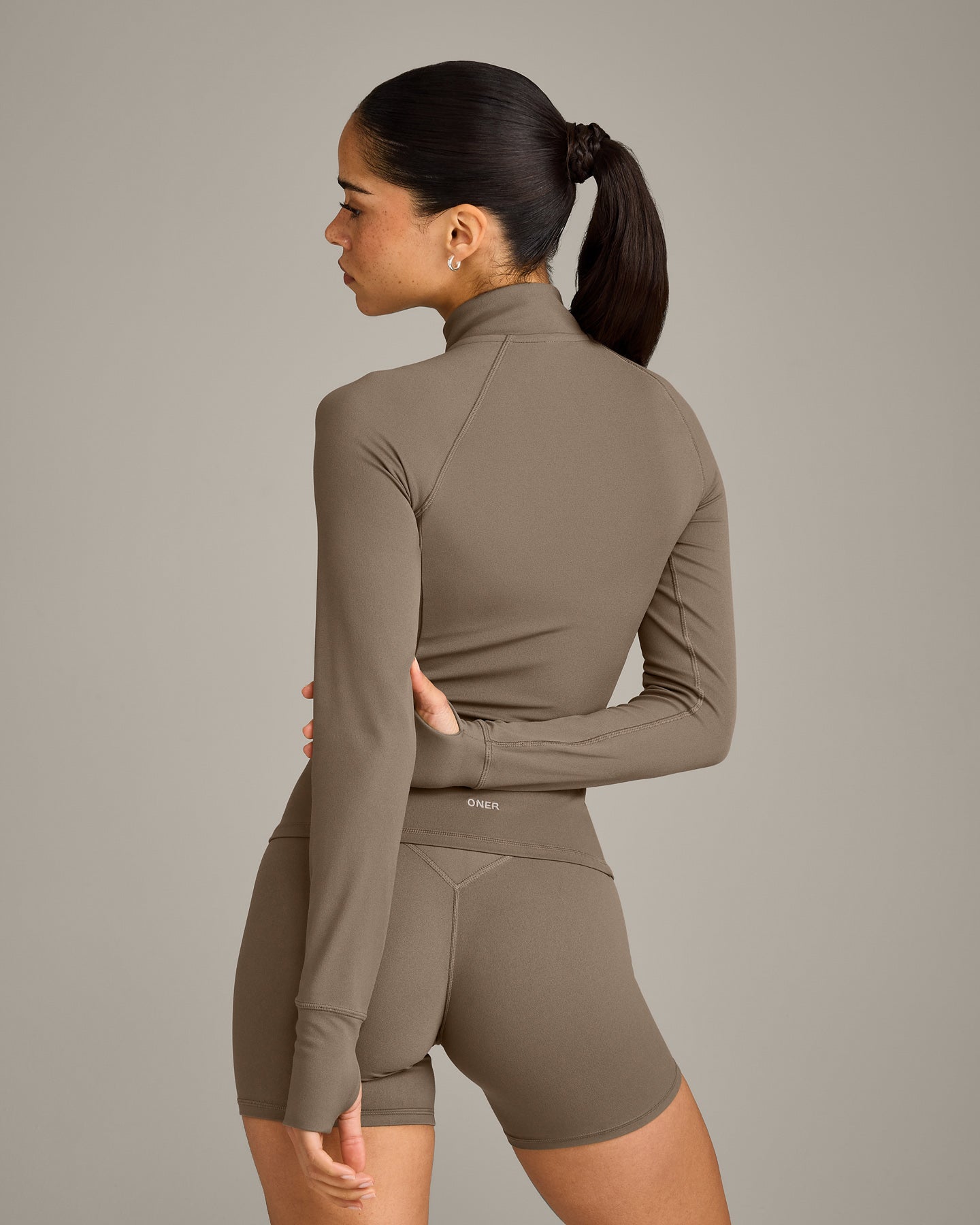 Alternative view of SoftMotion Jacket with Grey Logo | Moss Brown