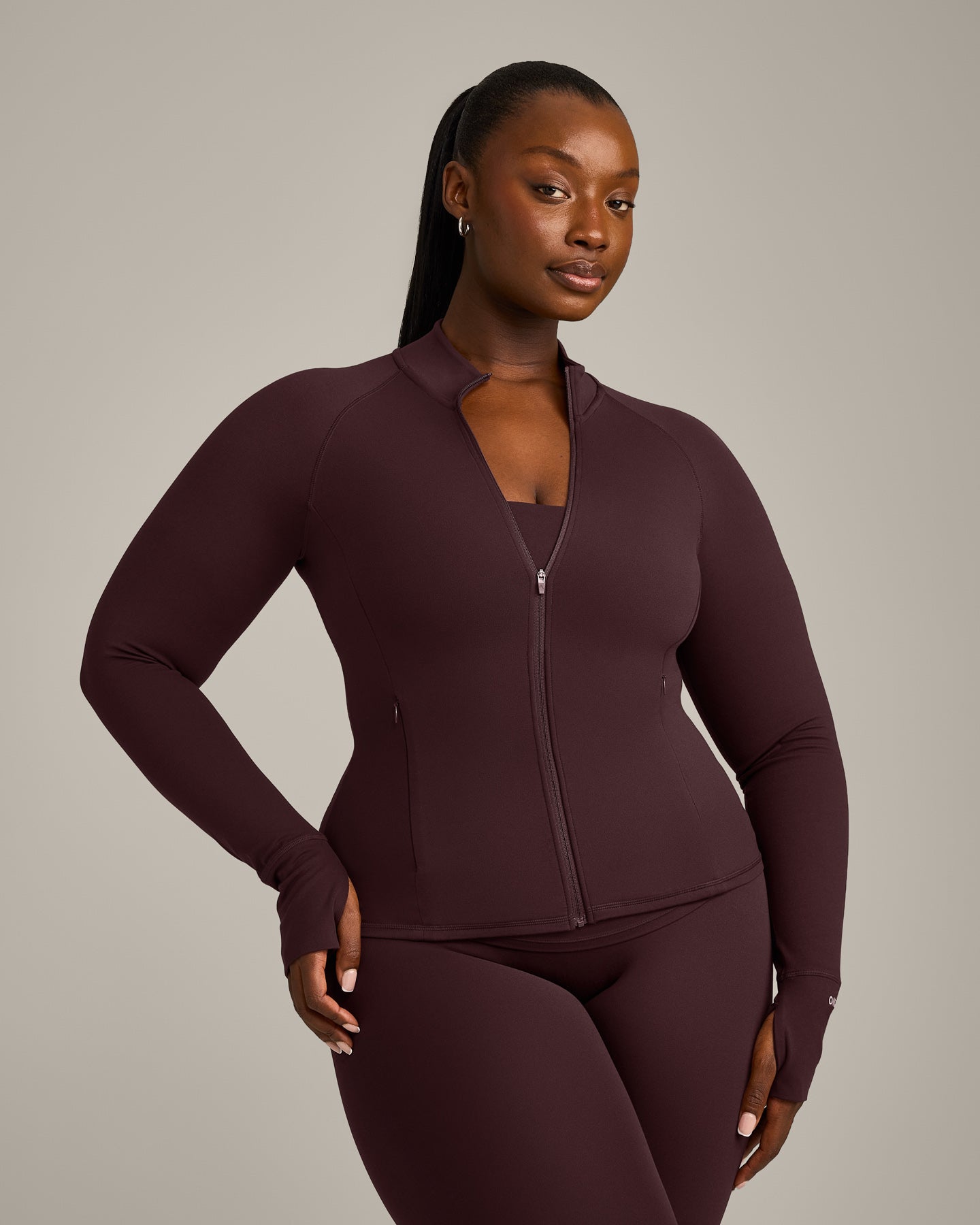 SoftMotion Jacket with Grey Logo | Plum Brown