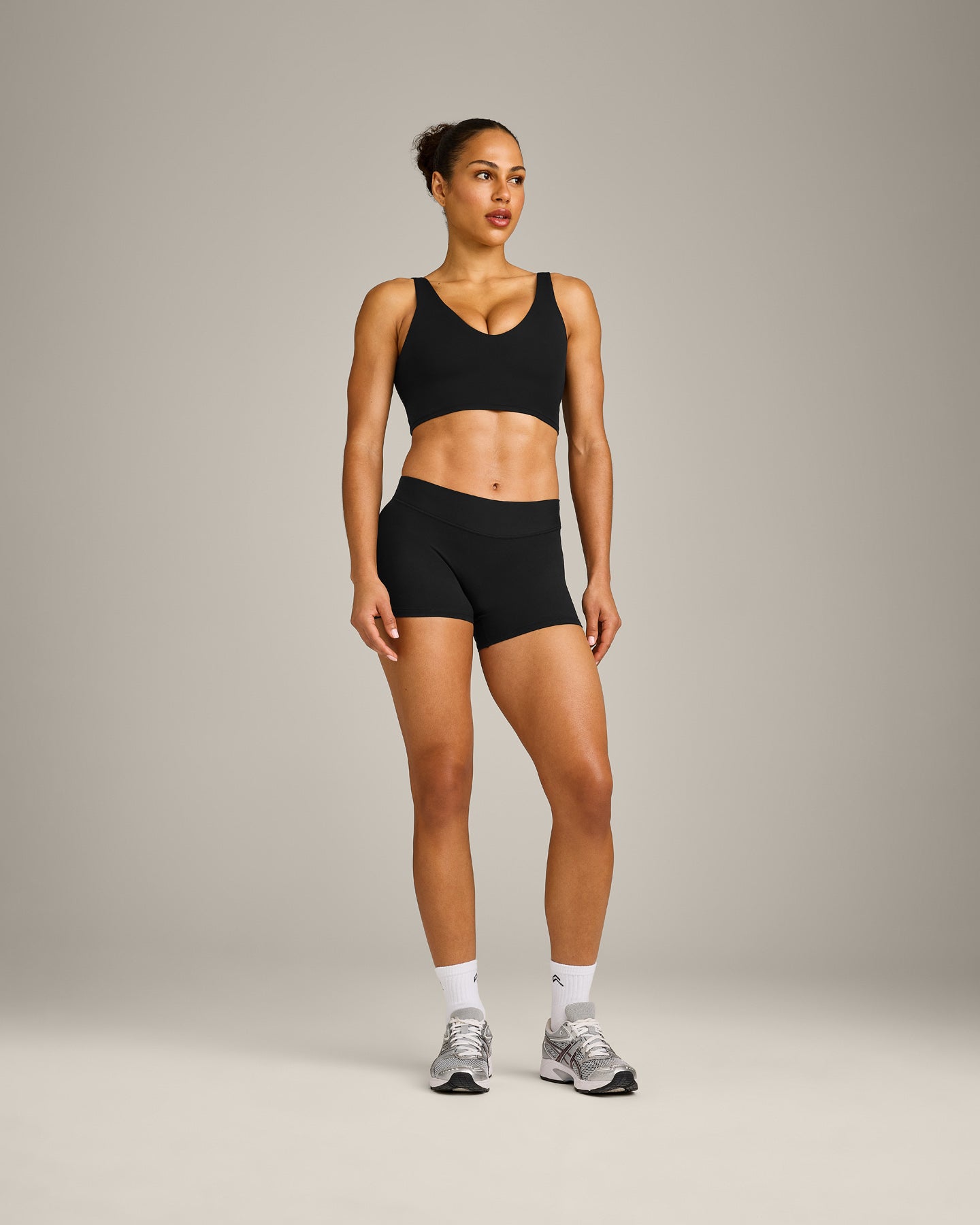 SoftMotion Longline Sports Bra with Grey Logo | Black - Image 3