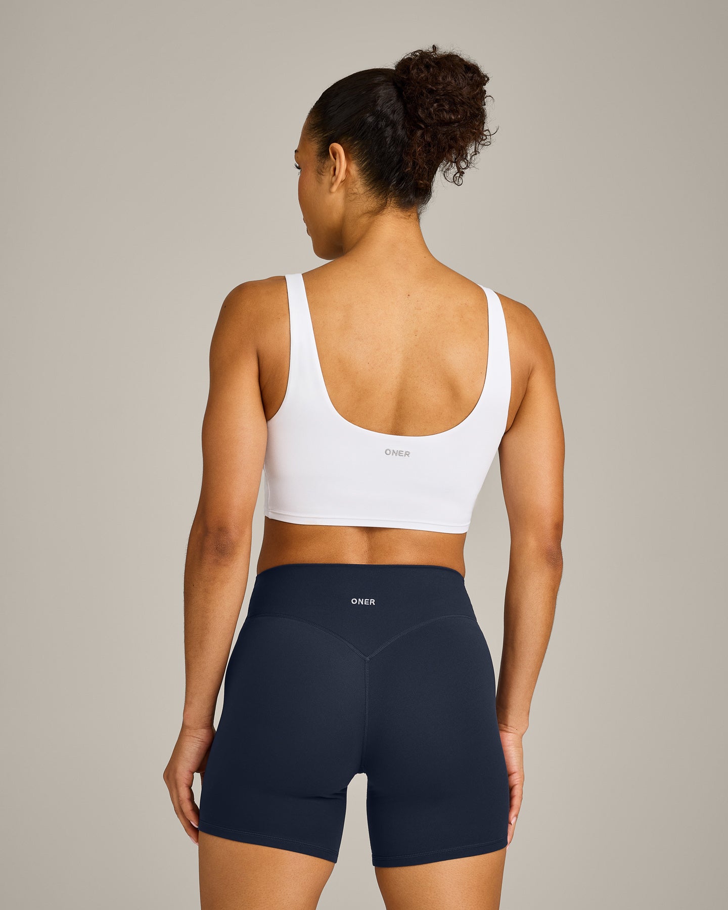 SoftMotion Longline Sports Bra with Grey Logo | White - Image 6