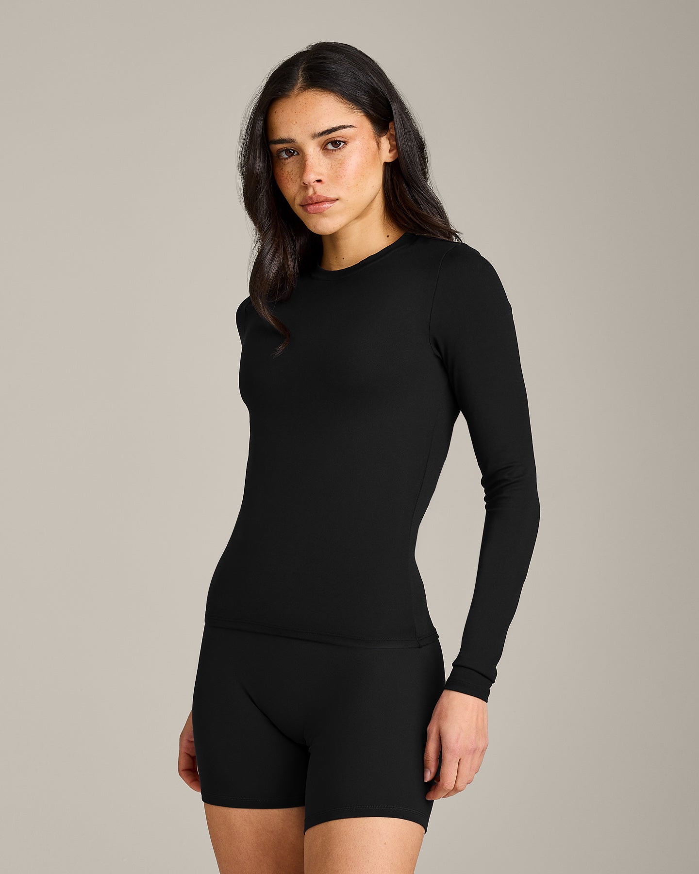 SoftMotion Long Sleeve Top with Grey Logo | Black