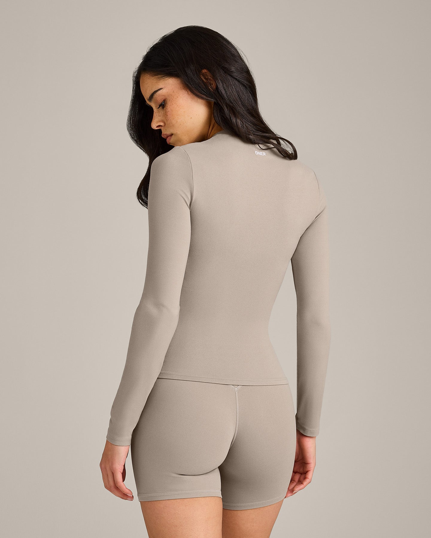 Alternative view of SoftMotion Long Sleeve Top with White Logo | Warm Sand