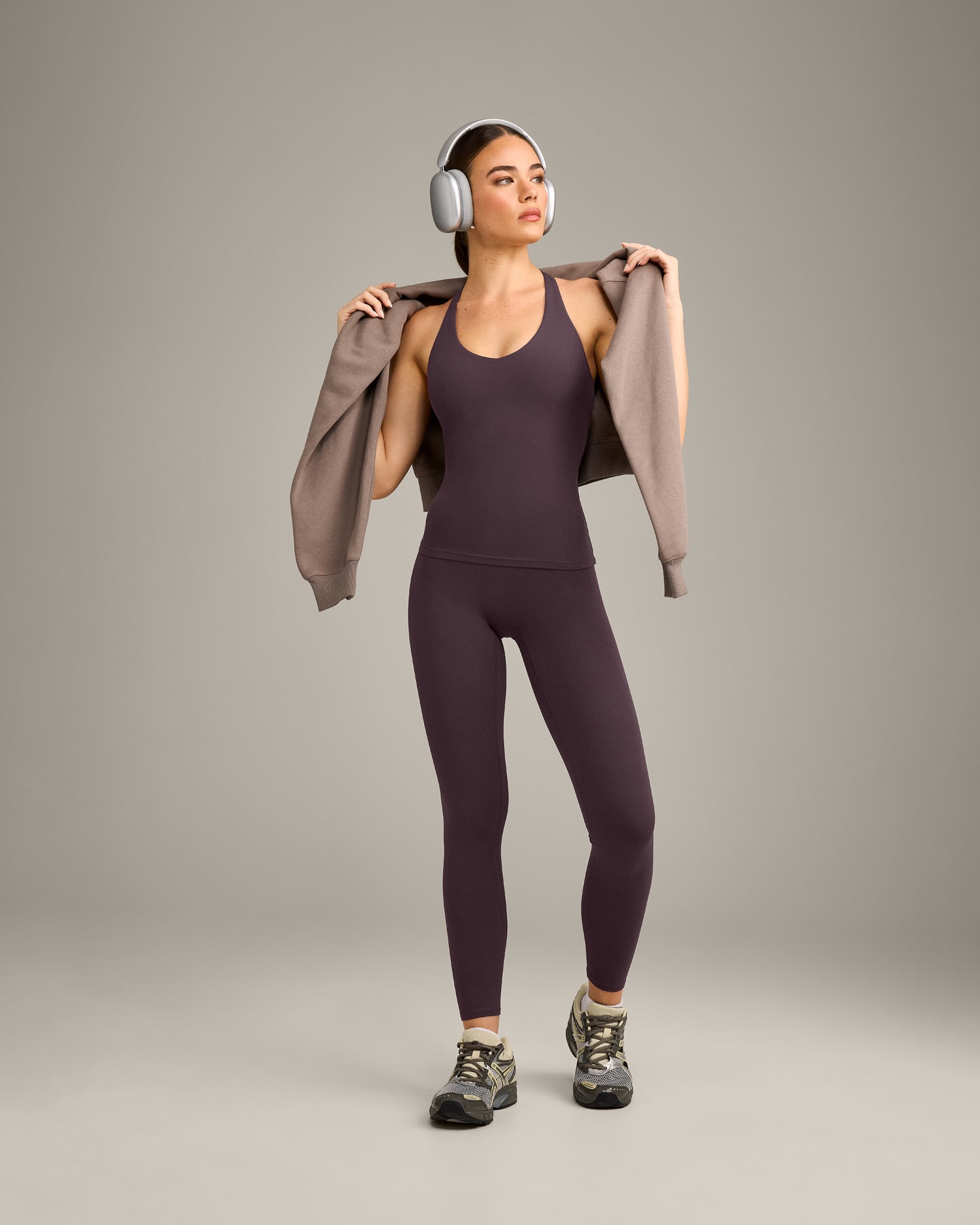 SoftMotion Racer Back Vest with Built in Bra Shelf with Grey Logo | Dark Umber Brown - Image 3