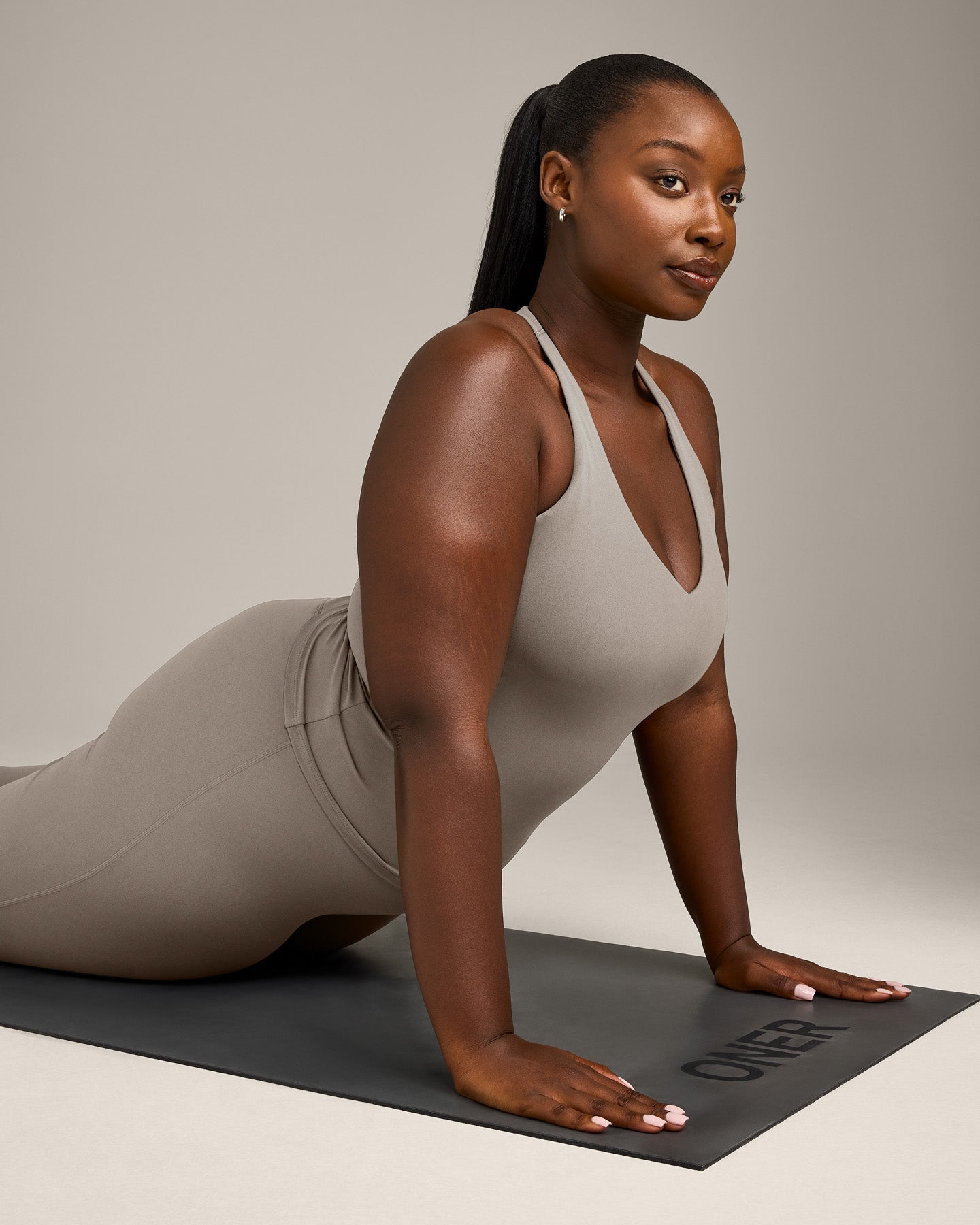 Alternative view of SoftMotion Racer Back Vest with Built in Bra Shelf with White Logo | Warm Sand