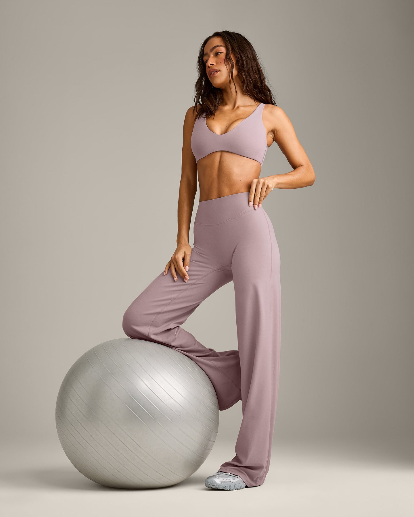 SoftMotion Scoop Back Bralette with White Logo | Dusty Purple - Image 3