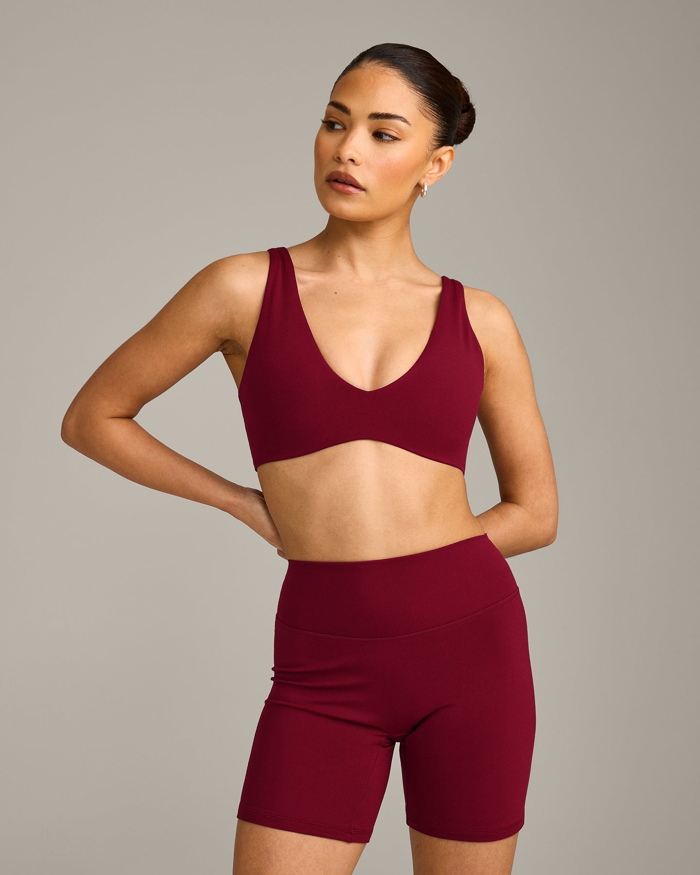 SoftMotion Scoop Back Bralette with Grey Logo | Ruby Red