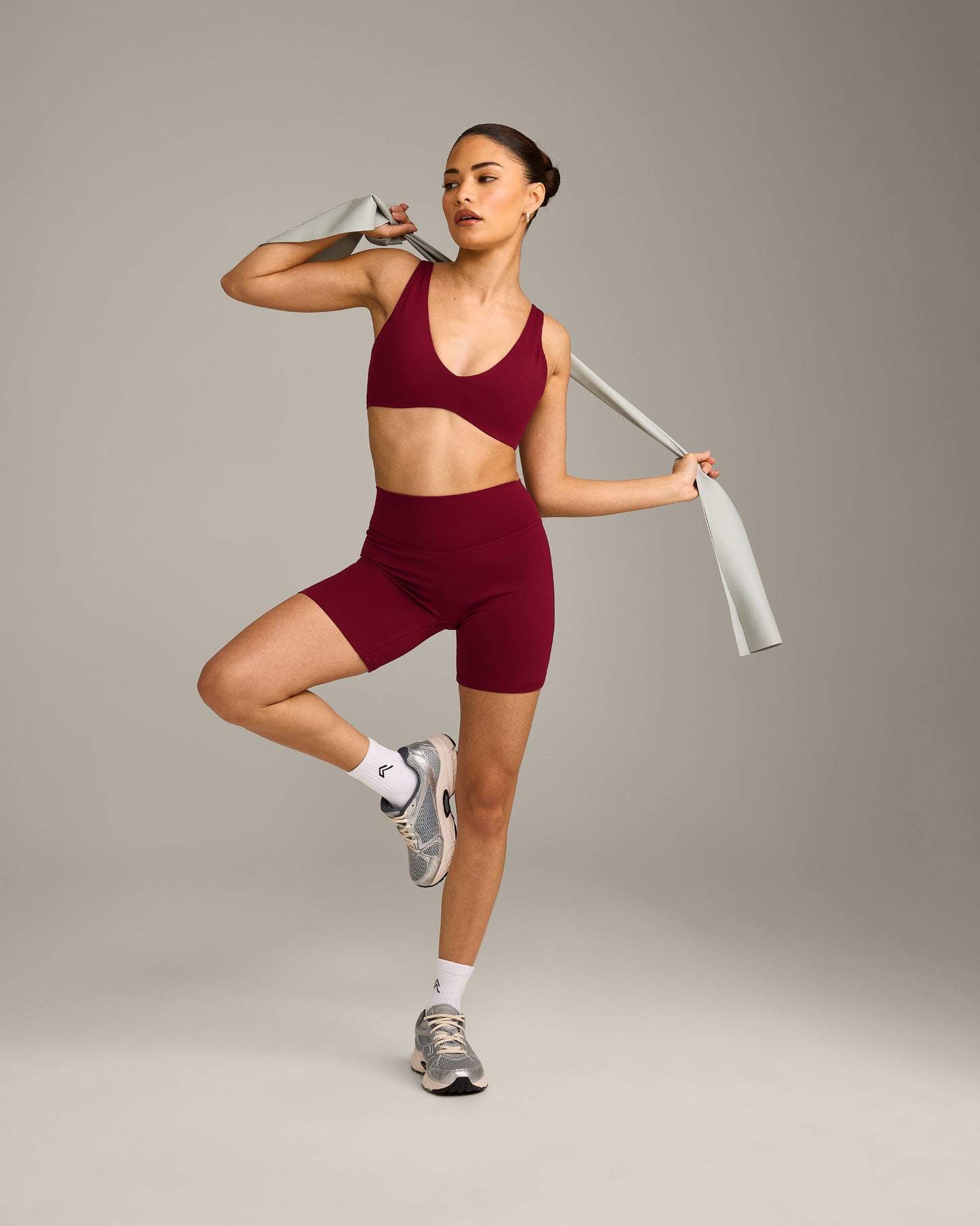 SoftMotion Scoop Back Bralette with Grey Logo | Ruby Red - Image 3