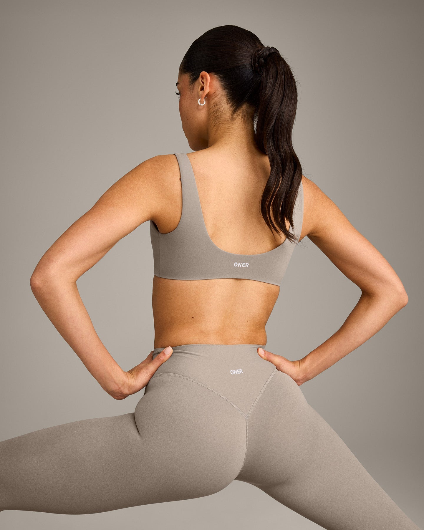SoftMotion Scoop Back Bralette with White Logo | Warm Sand - Image 5