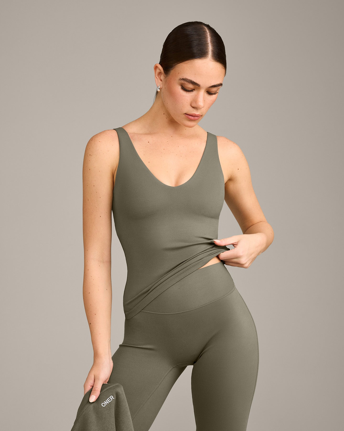 SoftMotion Scoop Neck Vest with Grey Logo | Alpine Green