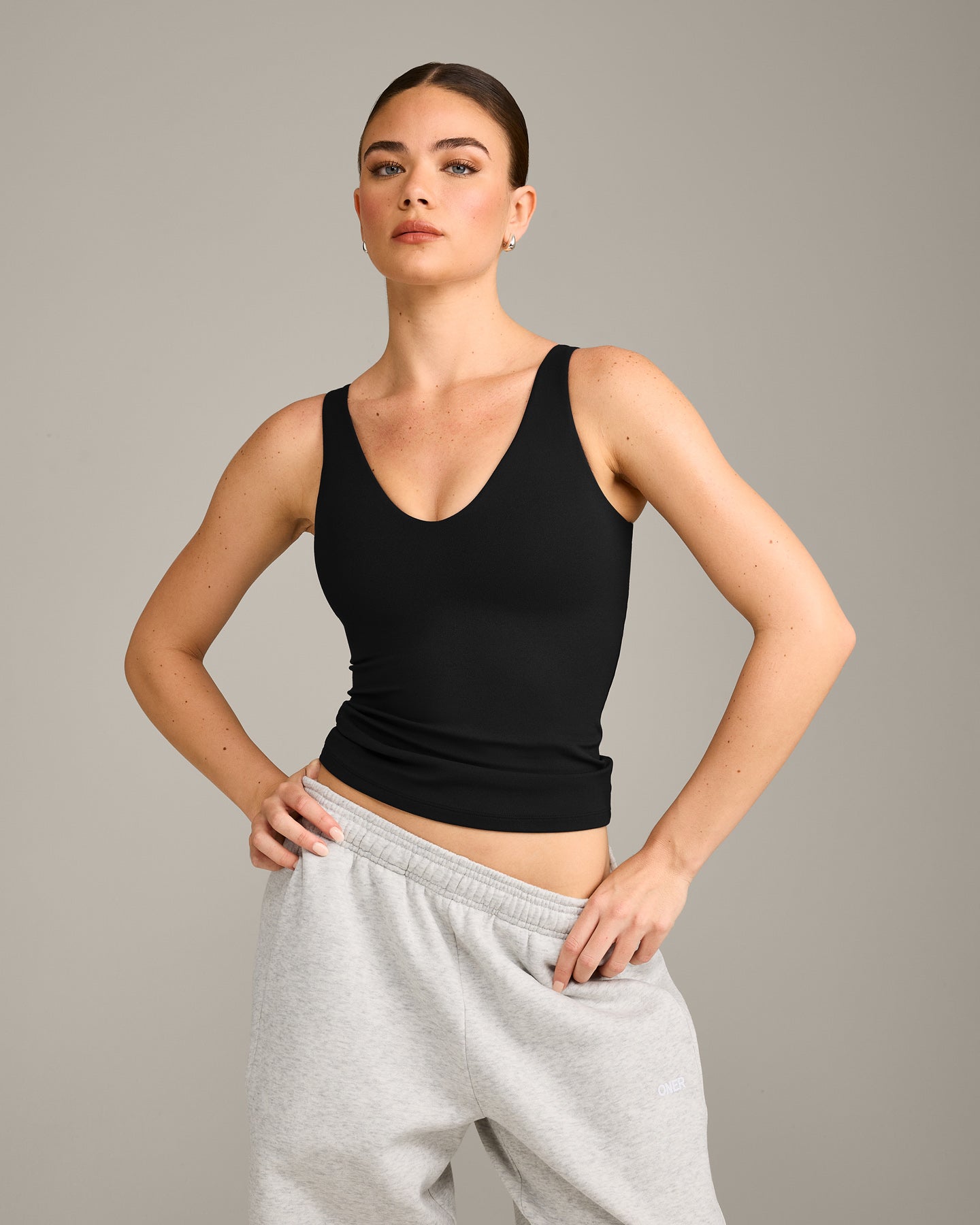 SoftMotion Scoop Neck Vest with Grey Logo | Black