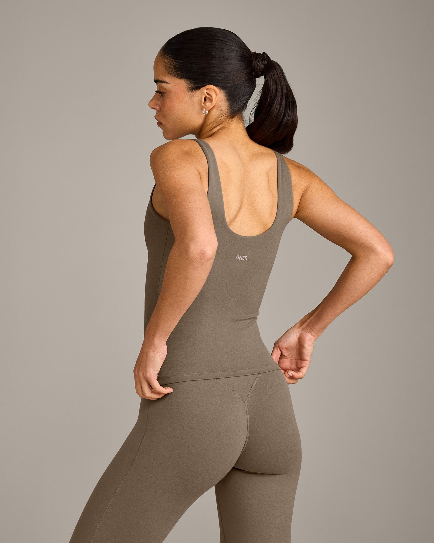 SoftMotion Scoop Neck Vest with Grey Logo | Moss Brown - Image 6