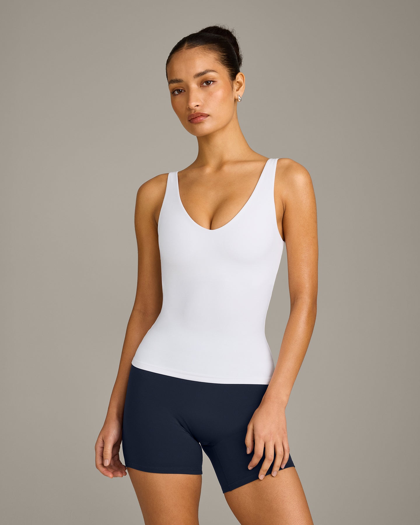 SoftMotion Scoop Neck Vest with Grey Logo | White