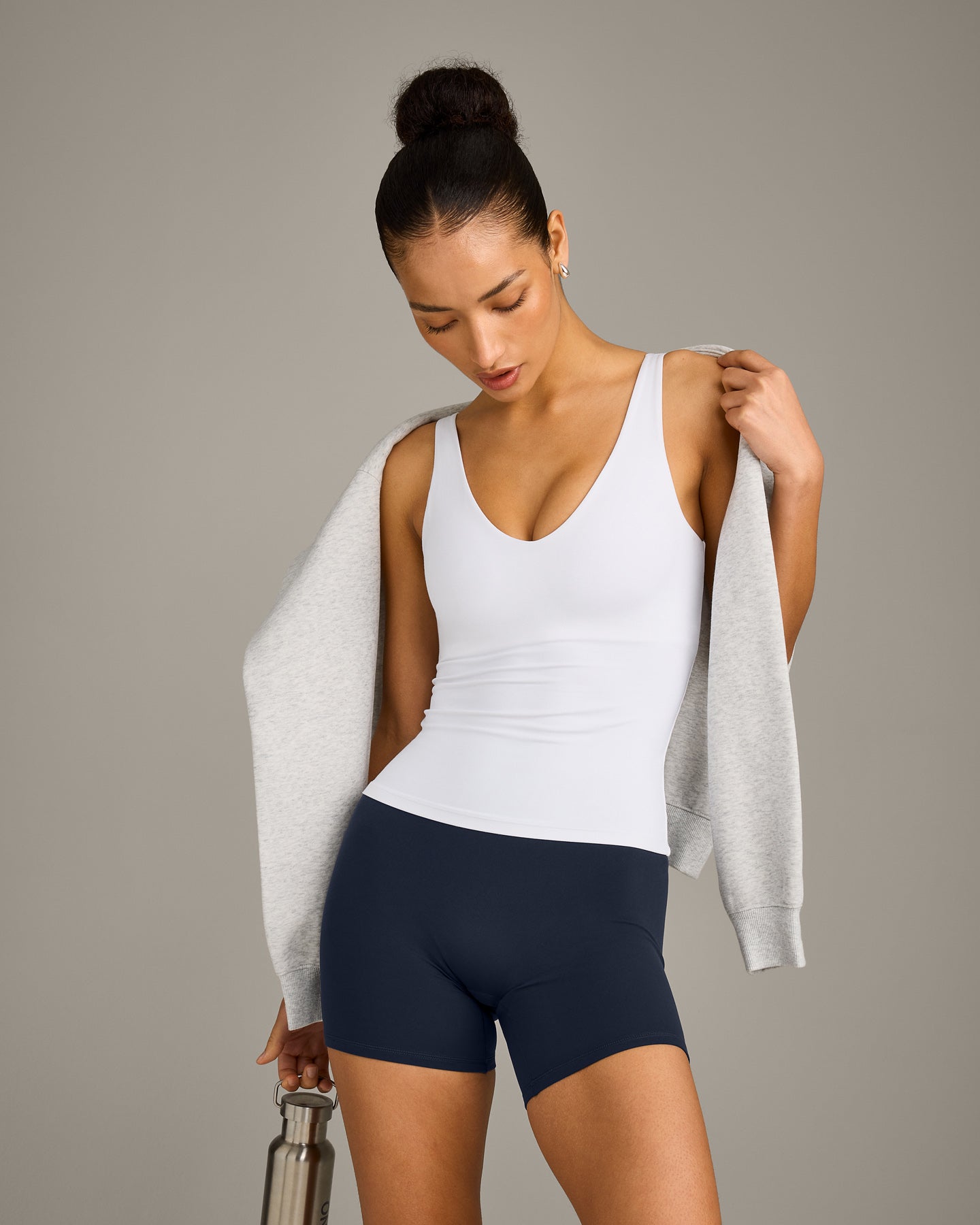 SoftMotion Scoop Neck Vest with Grey Logo | White - Image 3