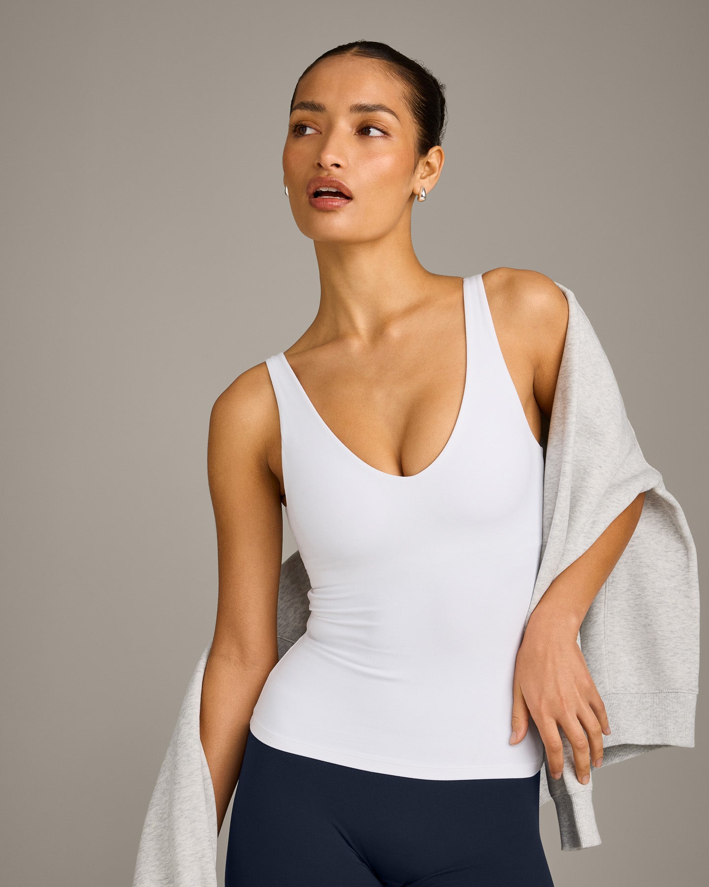 SoftMotion Scoop Neck Vest with Grey Logo | White - Image 5