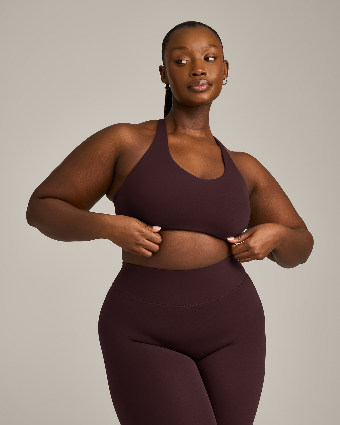 SoftMotion Sports Bra with Grey Logo | Plum Brown