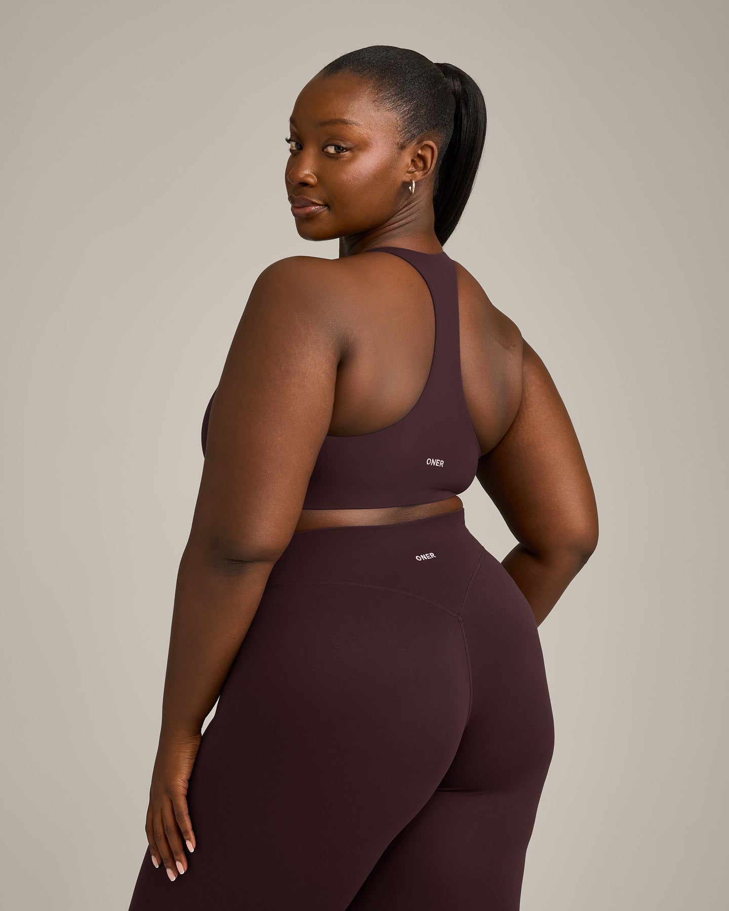 SoftMotion Sports Bra with Grey Logo | Plum Brown - Image 5
