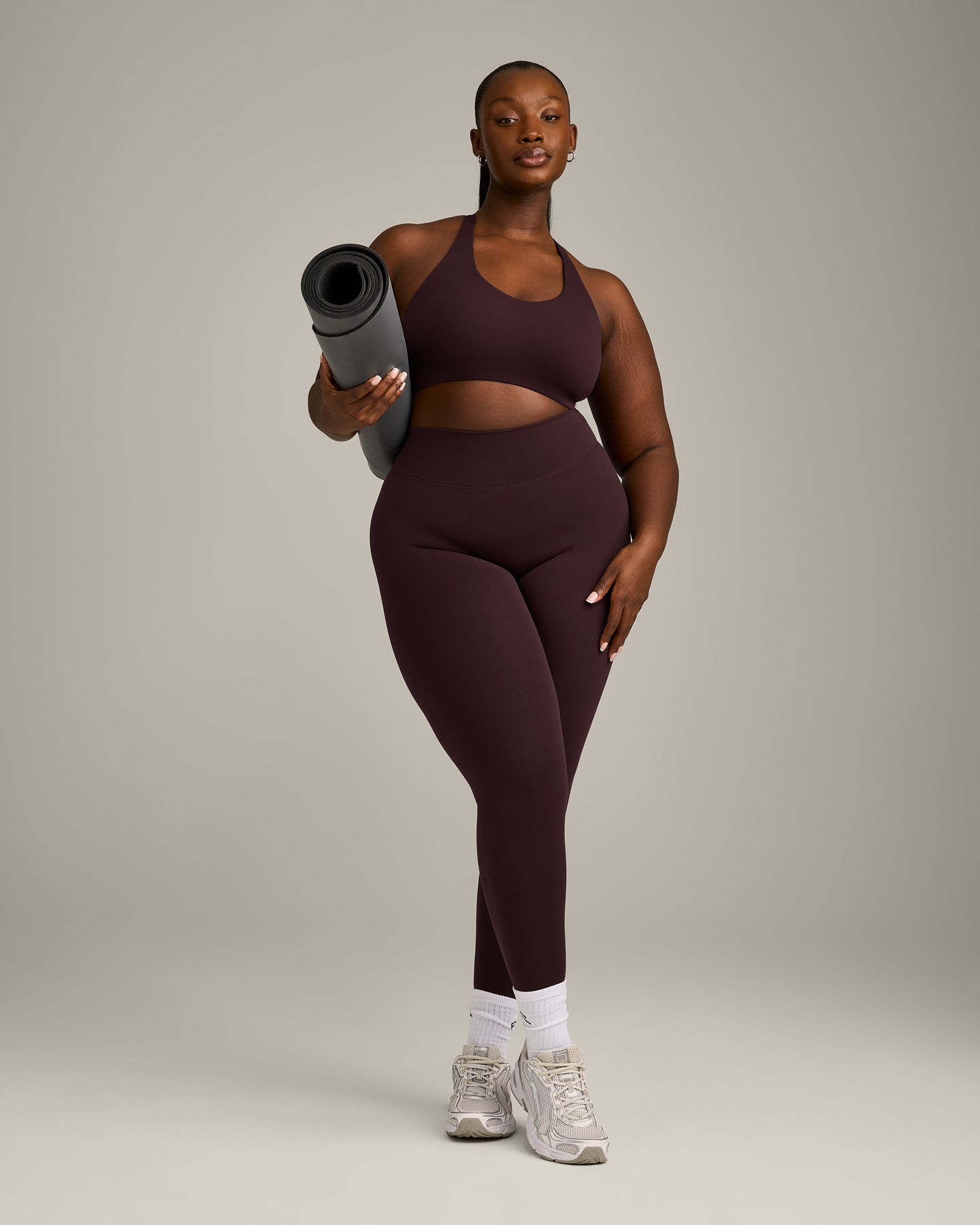 SoftMotion Sports Bra with Grey Logo | Plum Brown - Image 3