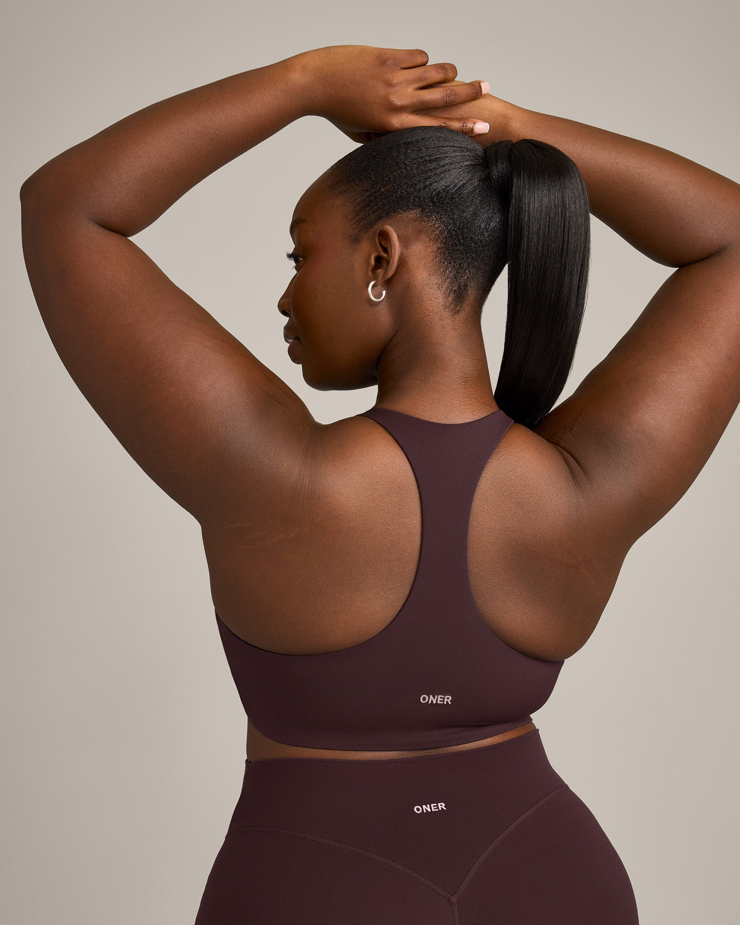 SoftMotion Sports Bra with Grey Logo | Plum Brown - Image 4
