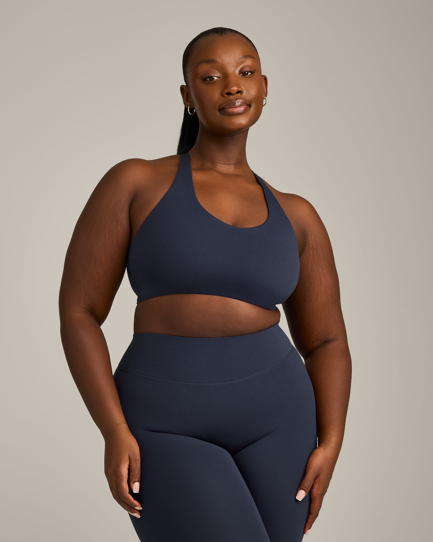 SoftMotion Sports Bra with Grey Logo | True Blue
