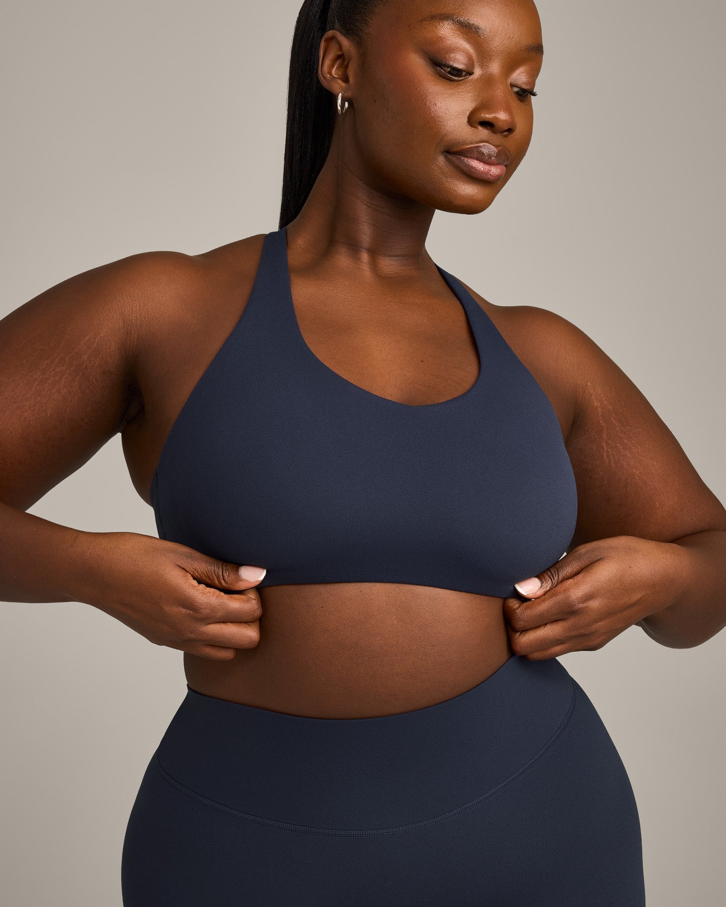 Alternative view of SoftMotion Sports Bra with Grey Logo | True Blue