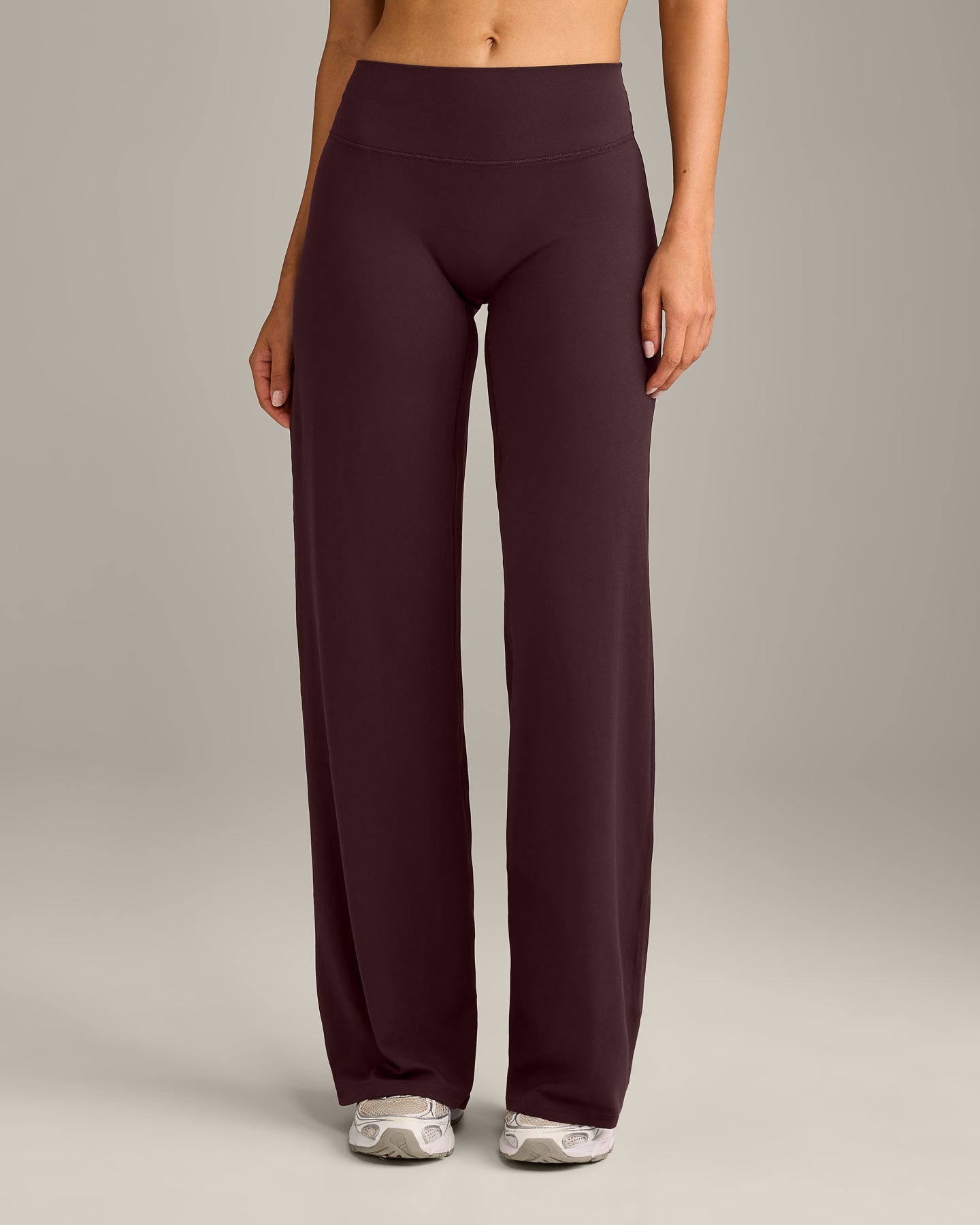 Alternative view of SoftMotion Straight Leg Bottoms with Grey Logo | Plum Brown