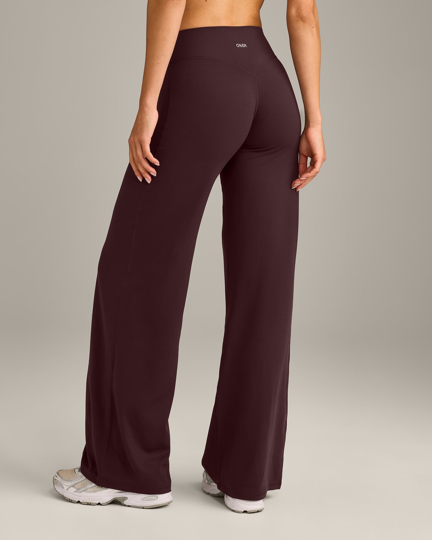 SoftMotion Straight Leg Bottoms with Grey Logo | Plum Brown