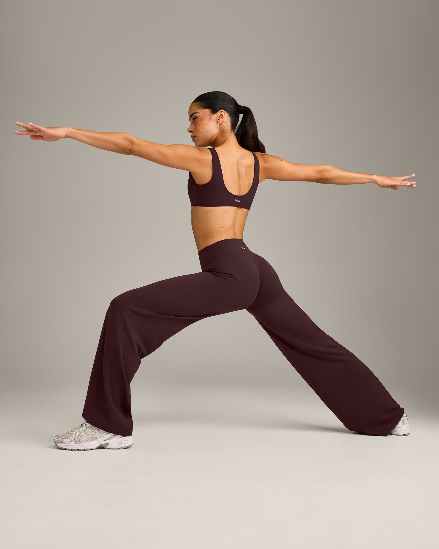 SoftMotion Straight Leg Bottoms with Grey Logo | Plum Brown - Image 6
