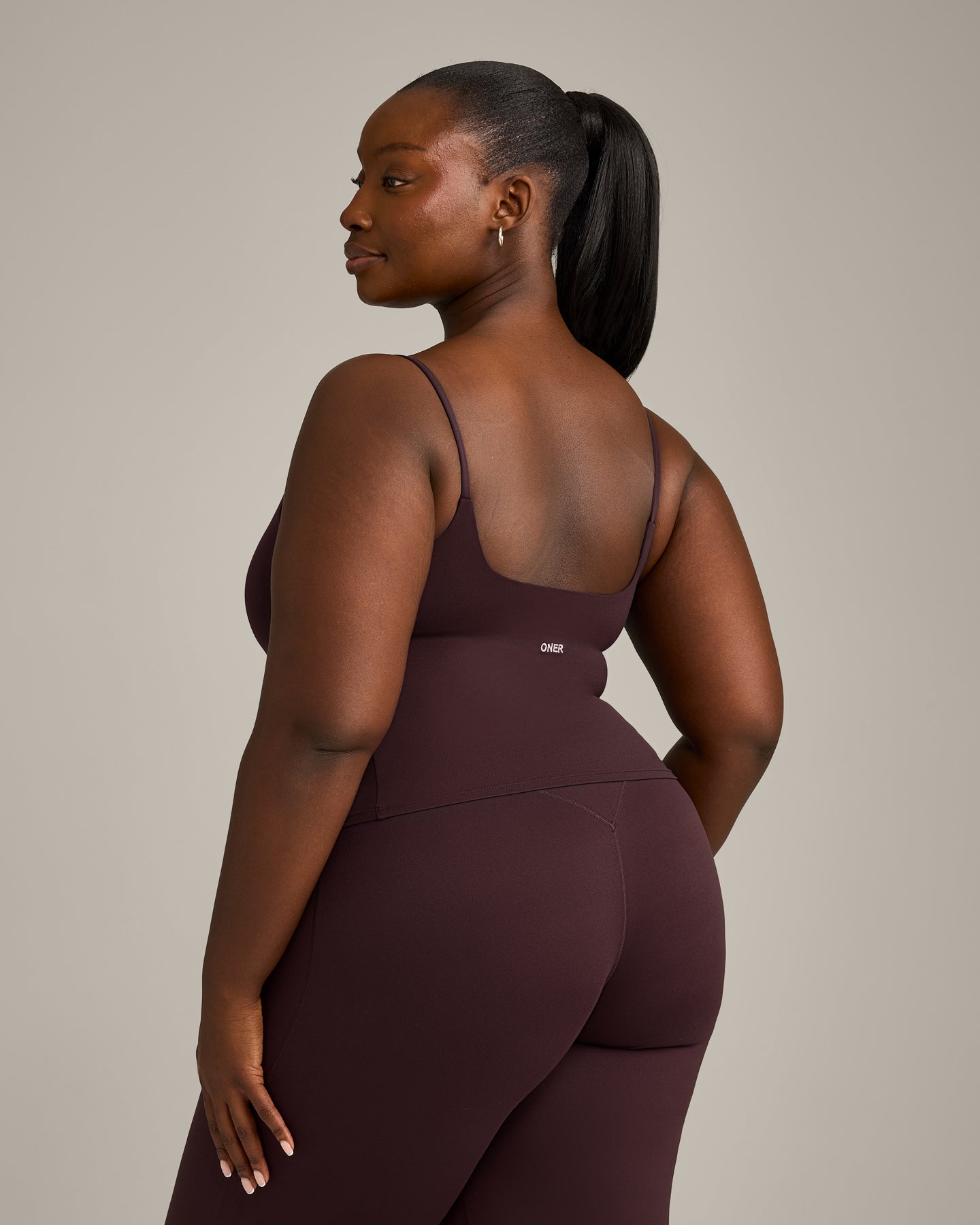 SoftMotion Strappy Mid Vest with Built in Bra Shelf with Grey Logo | Plum Brown - Image 5
