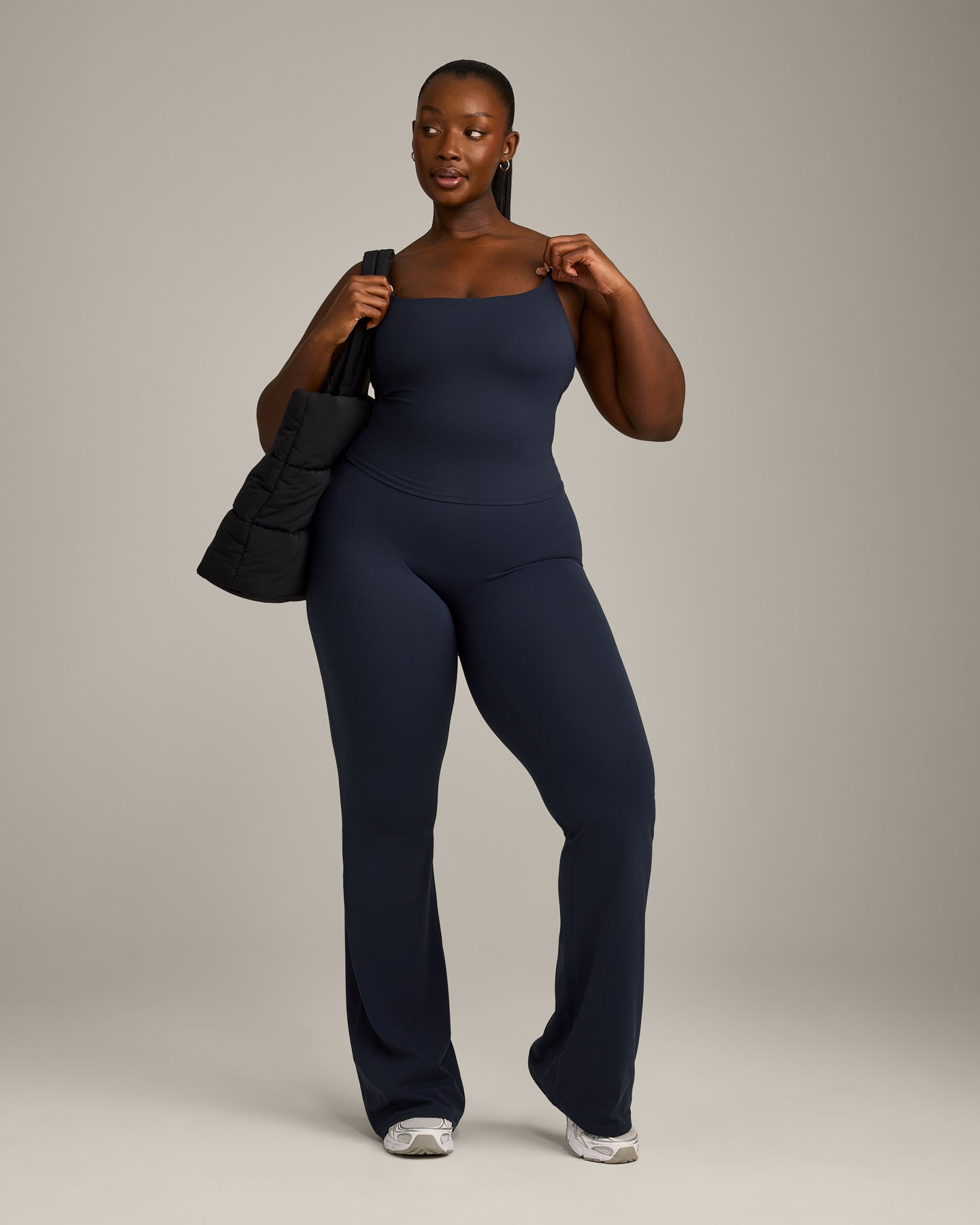 SoftMotion Strappy Mid Vest with Built in Bra Shelf with Grey Logo | True Blue - Image 3