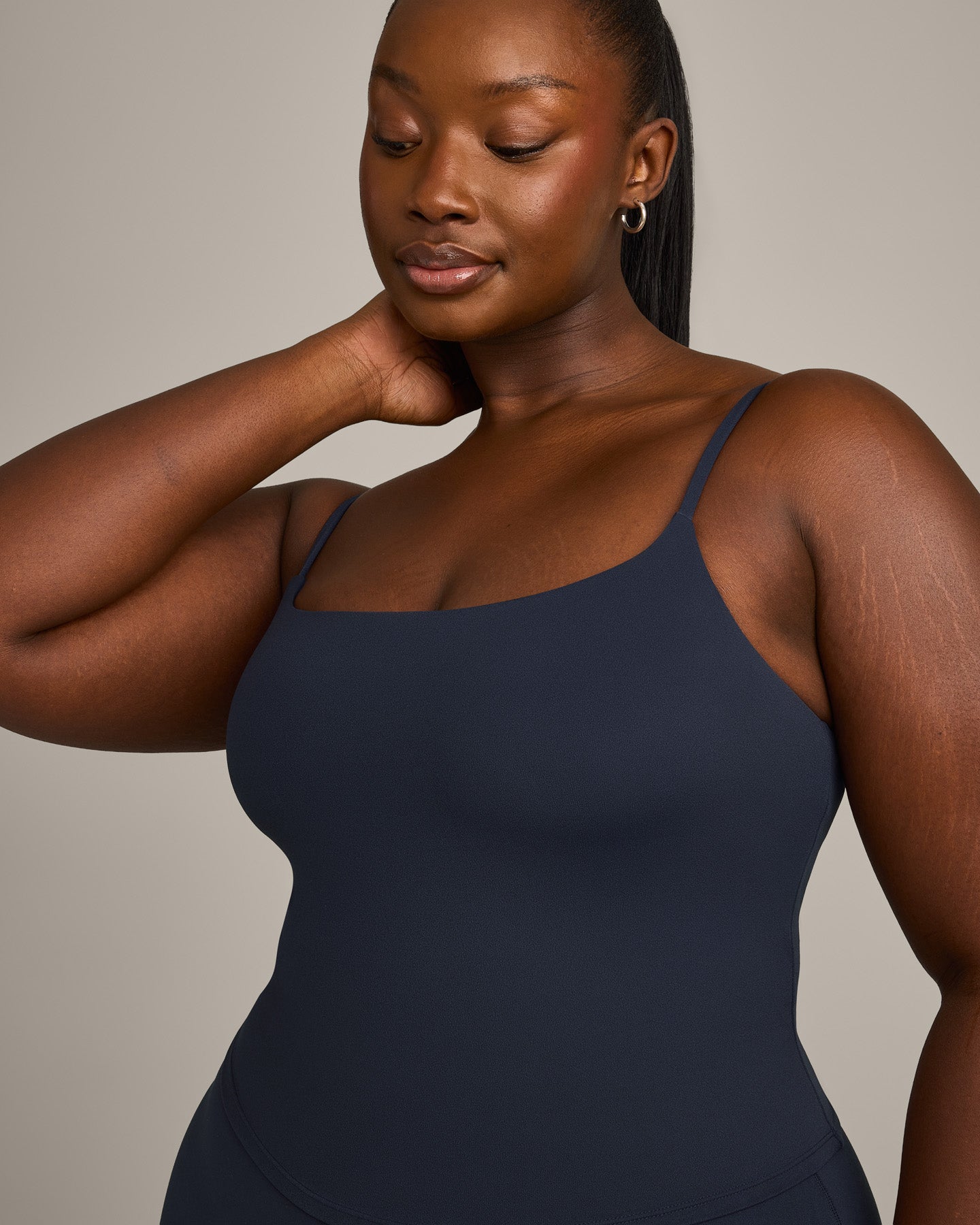 SoftMotion Strappy Mid Vest with Built in Bra Shelf with Grey Logo | True Blue - Image 4