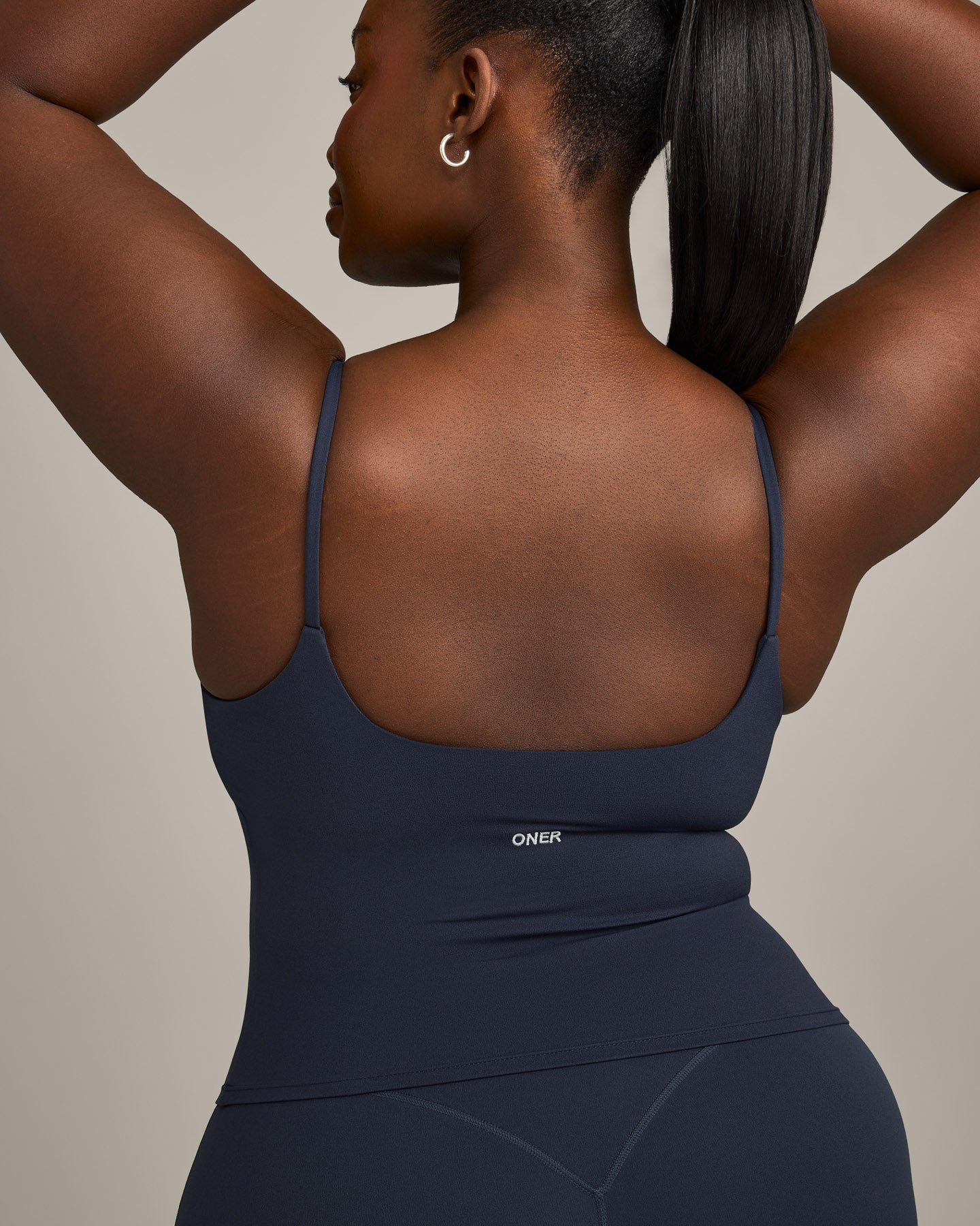 SoftMotion Strappy Mid Vest with Built in Bra Shelf with Grey Logo | True Blue - Image 5