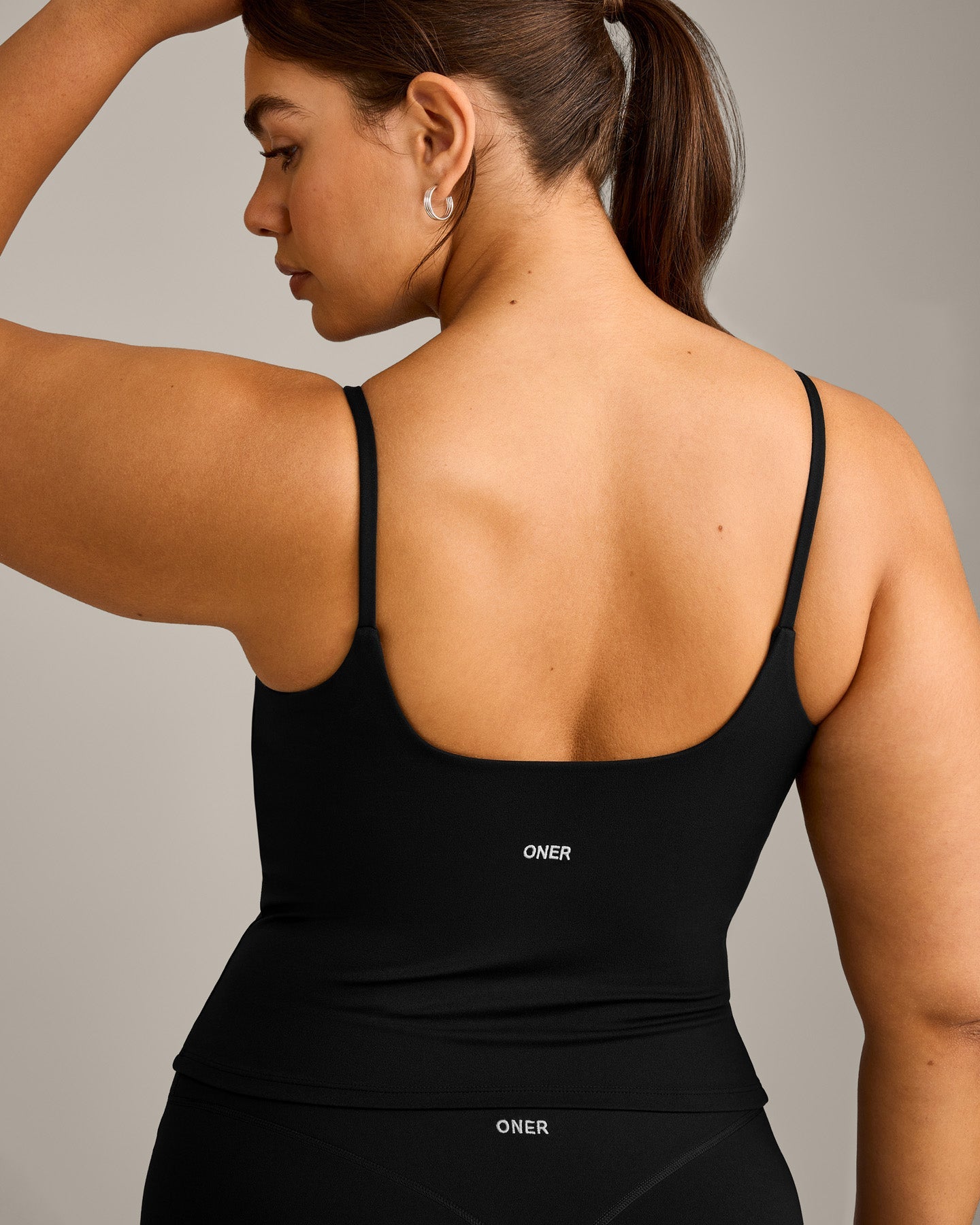SoftMotion Strappy Vest with Built in Bra Shelf with Grey Logo | Black - Image 4