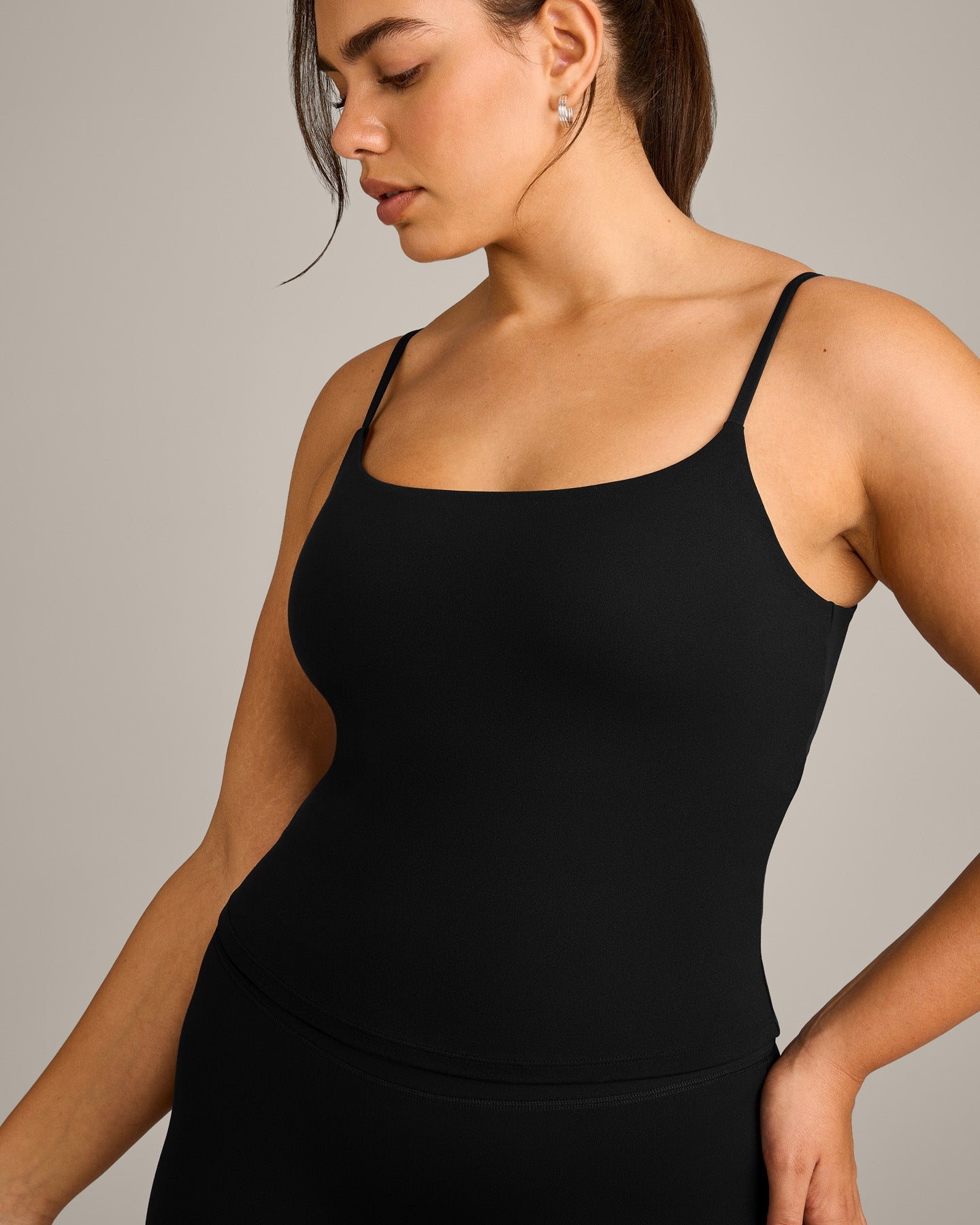 SoftMotion Strappy Vest with Built in Bra Shelf with Grey Logo | Black - Image 5